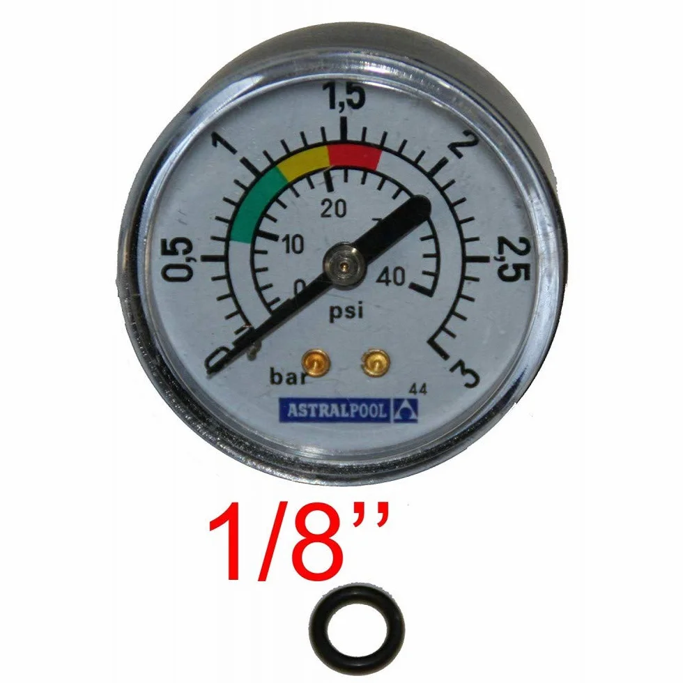jardiboutique astralpool - Manometro astralpool per filtro a sabbia piscina a 3 bar, 4404010103, attacco posteriore 1/8"