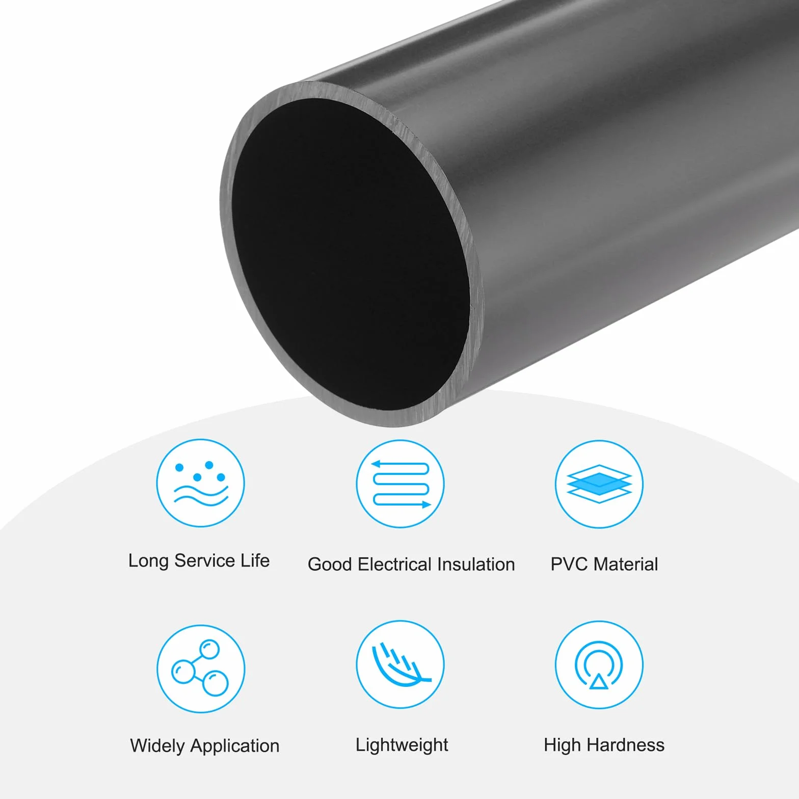 QUARKZMAN Tubo Rigido Rotondo PVC 57mm ID 63mm OD 20cm Grigio Scuro Alta Resistenza Guaina Cavi
