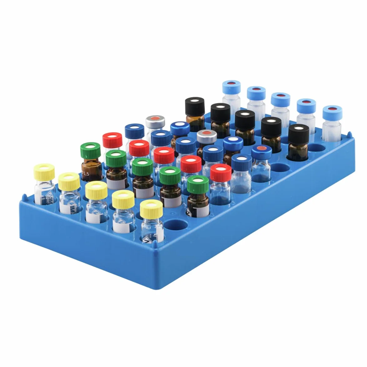 ALWSCI 2mL Contenitori Portafiale, Vassoio per Fiale Autocampionate con 50 Scomparti, Impilabile, per Fiale da 1,5 mL-2 mL, per Provette da Centrifuga