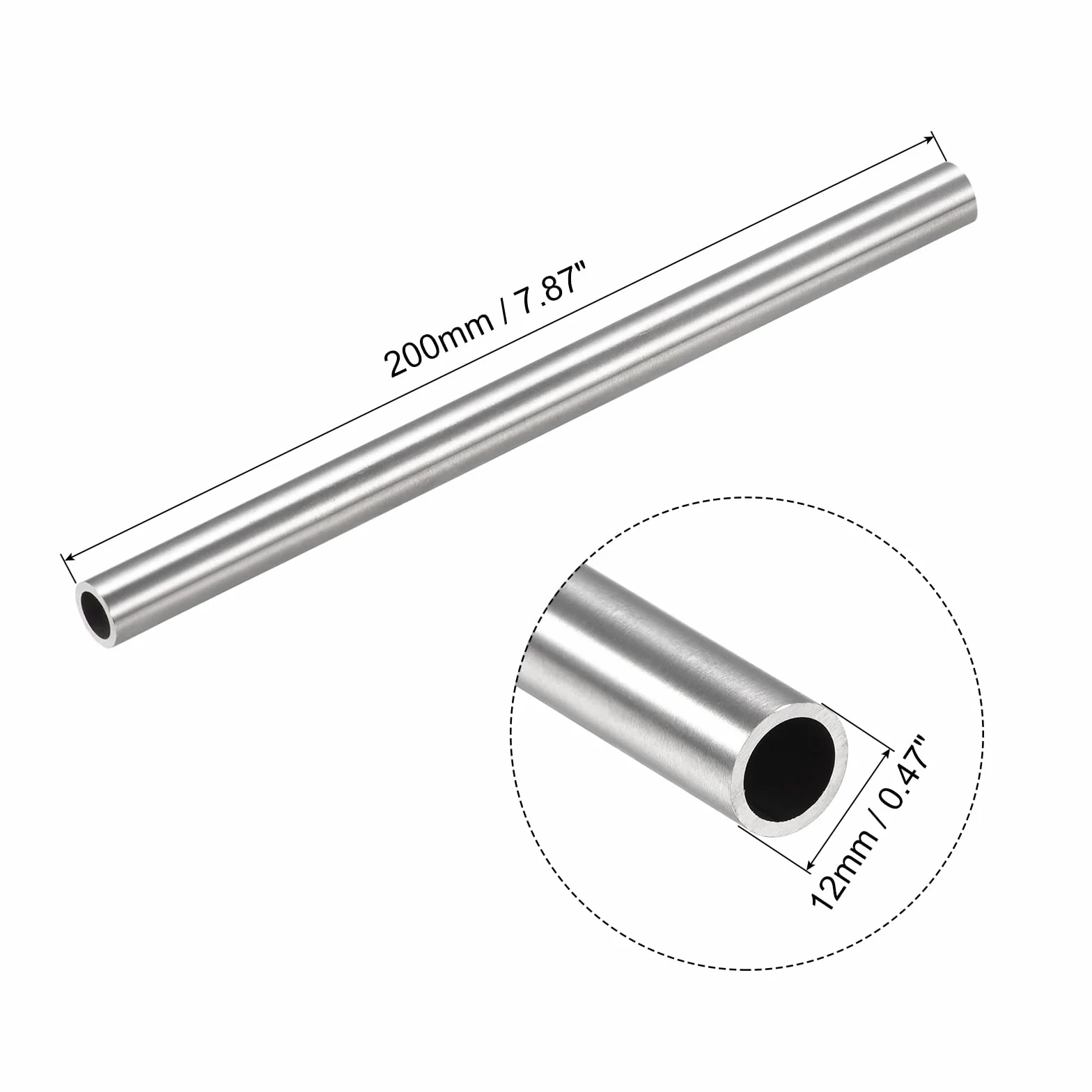 QUARKZMAN Tubo Acciaio Inossidabile 304, OD 12mm x Spessore 1mm, Lunghezza 200mm, Tubo Capillare Metallico per Macchinari Industriali