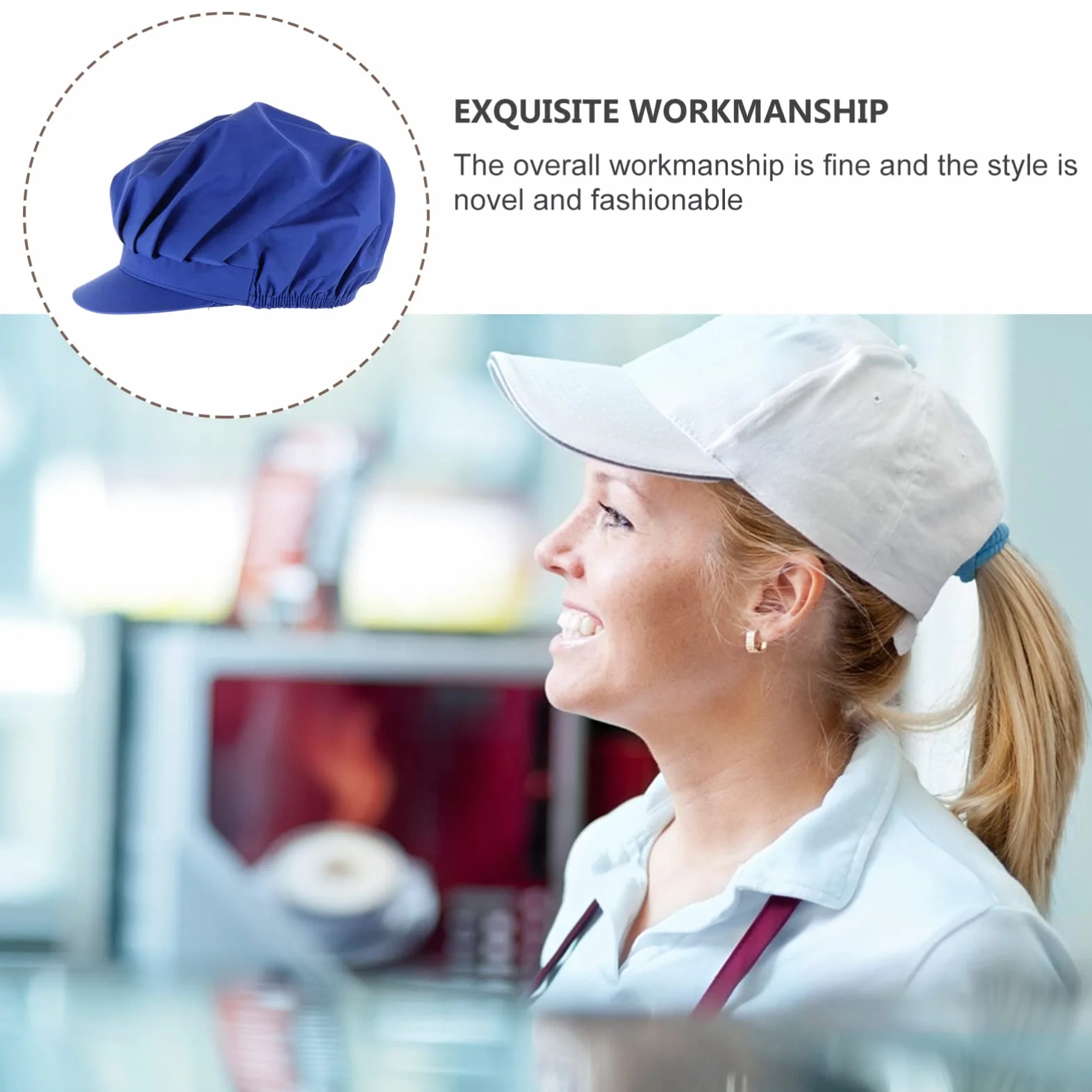 HEALLILY Chef Cap Cappello Elastico in Cotone Traspirante per Cucina Uomini Donne Blu