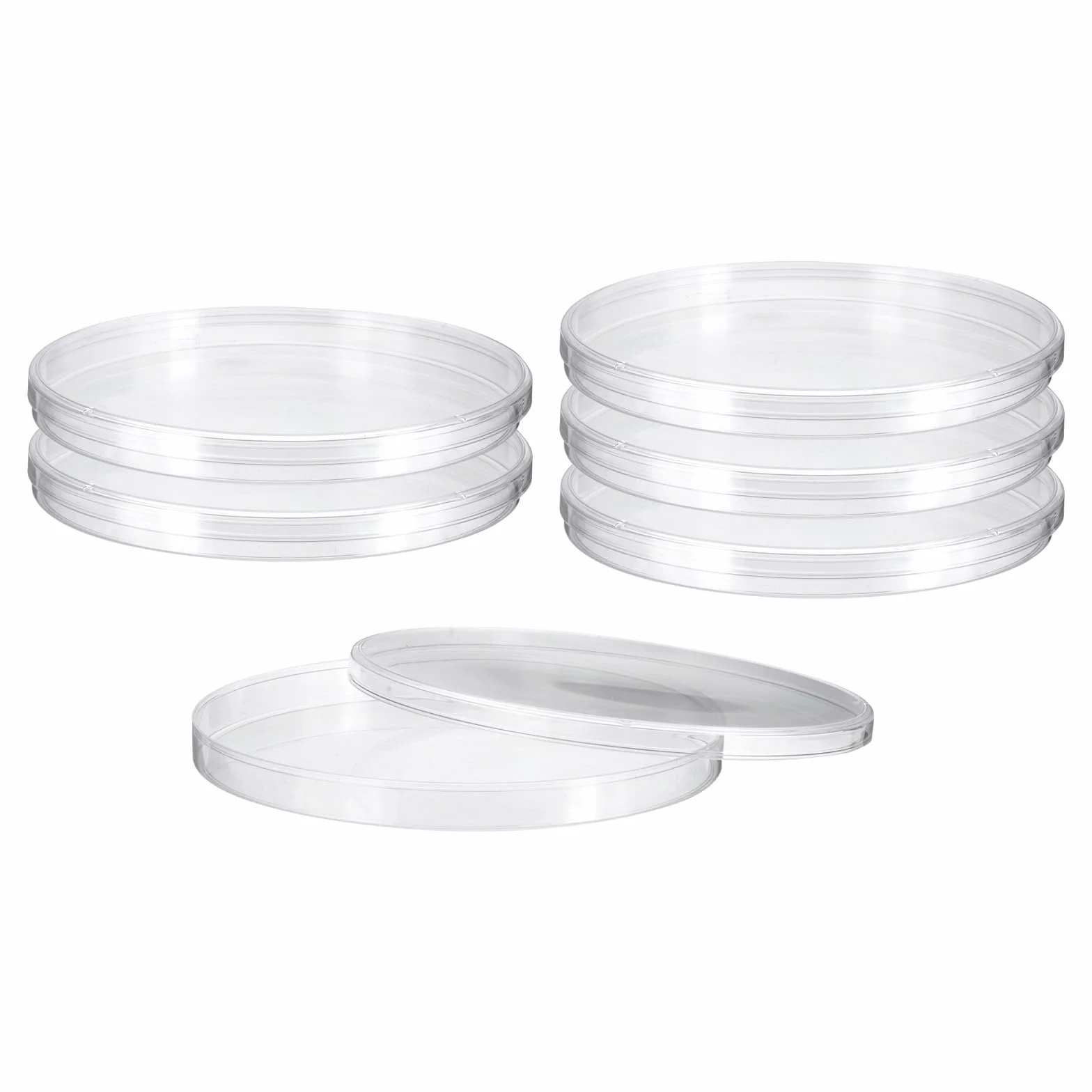 PATIKIL 150mm/5.9 Pollici Piastre Di Petri In Plastica Con Coperchio, 6 Pezzi Piastre Coltura Per Esperimenti Scientifici In Laboratorio, Trasparenti
