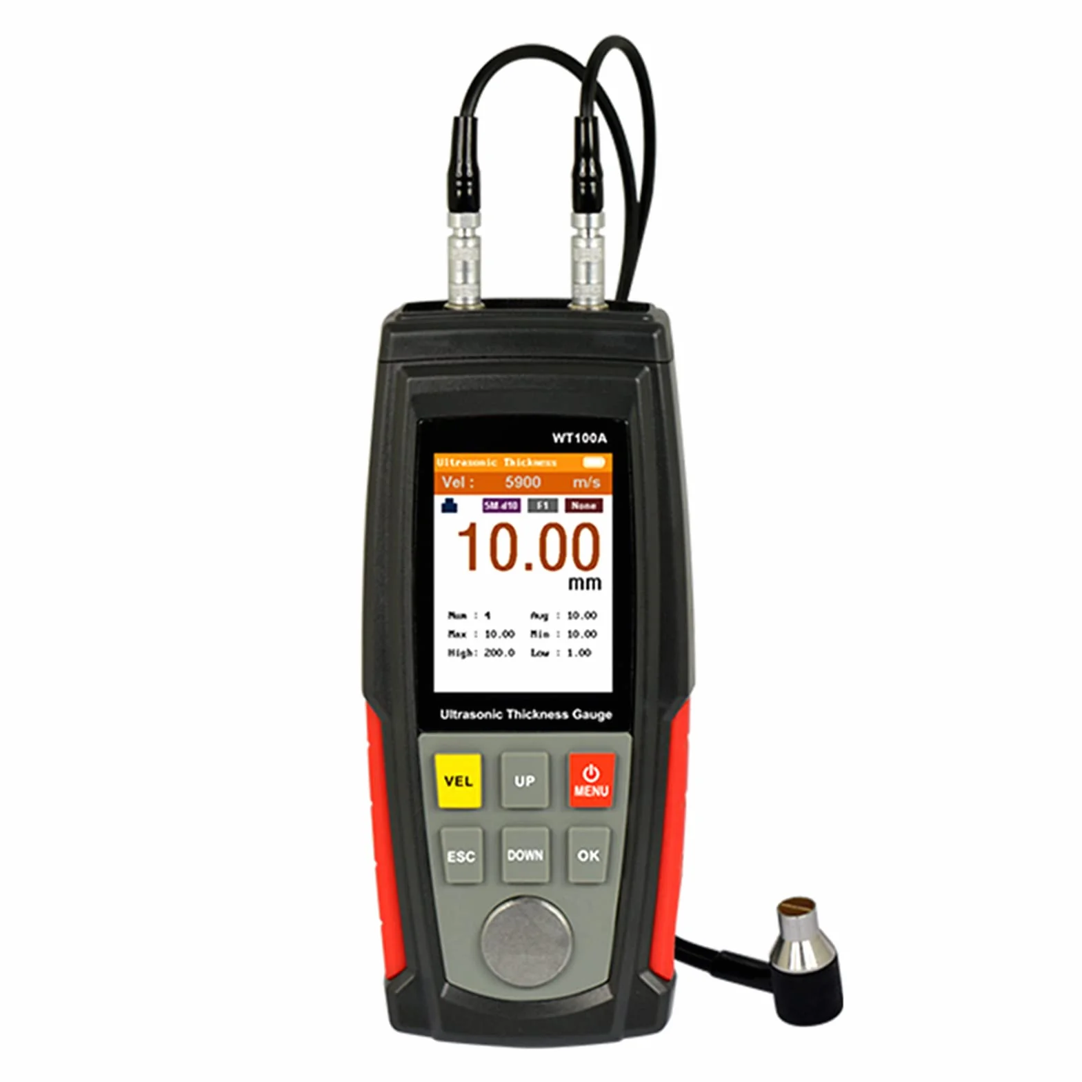 WT100A Spessimetro ad Ultrasuoni Digitale 1-225 mm 1000-9999 m/s Tester