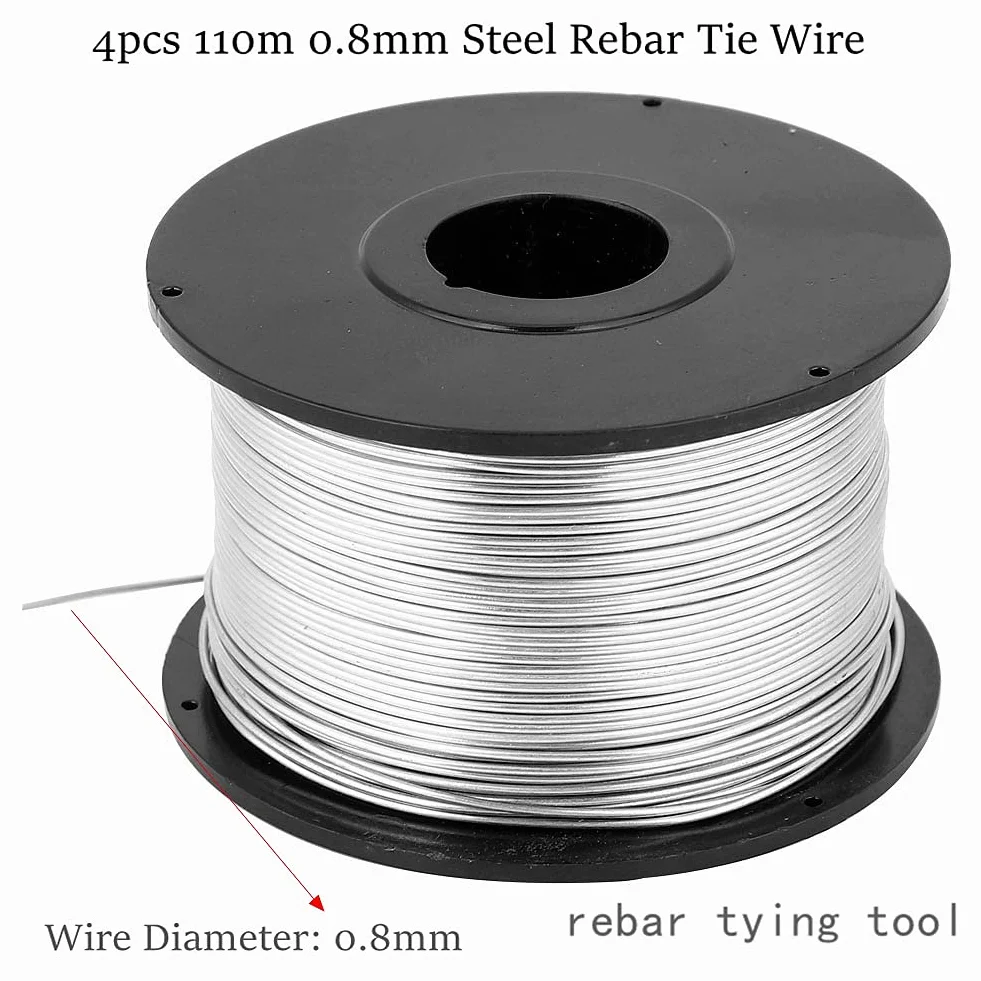 Filo di acciaio 110 m 0,8 mm per legatrice automatica cemento armato 4 pezzi