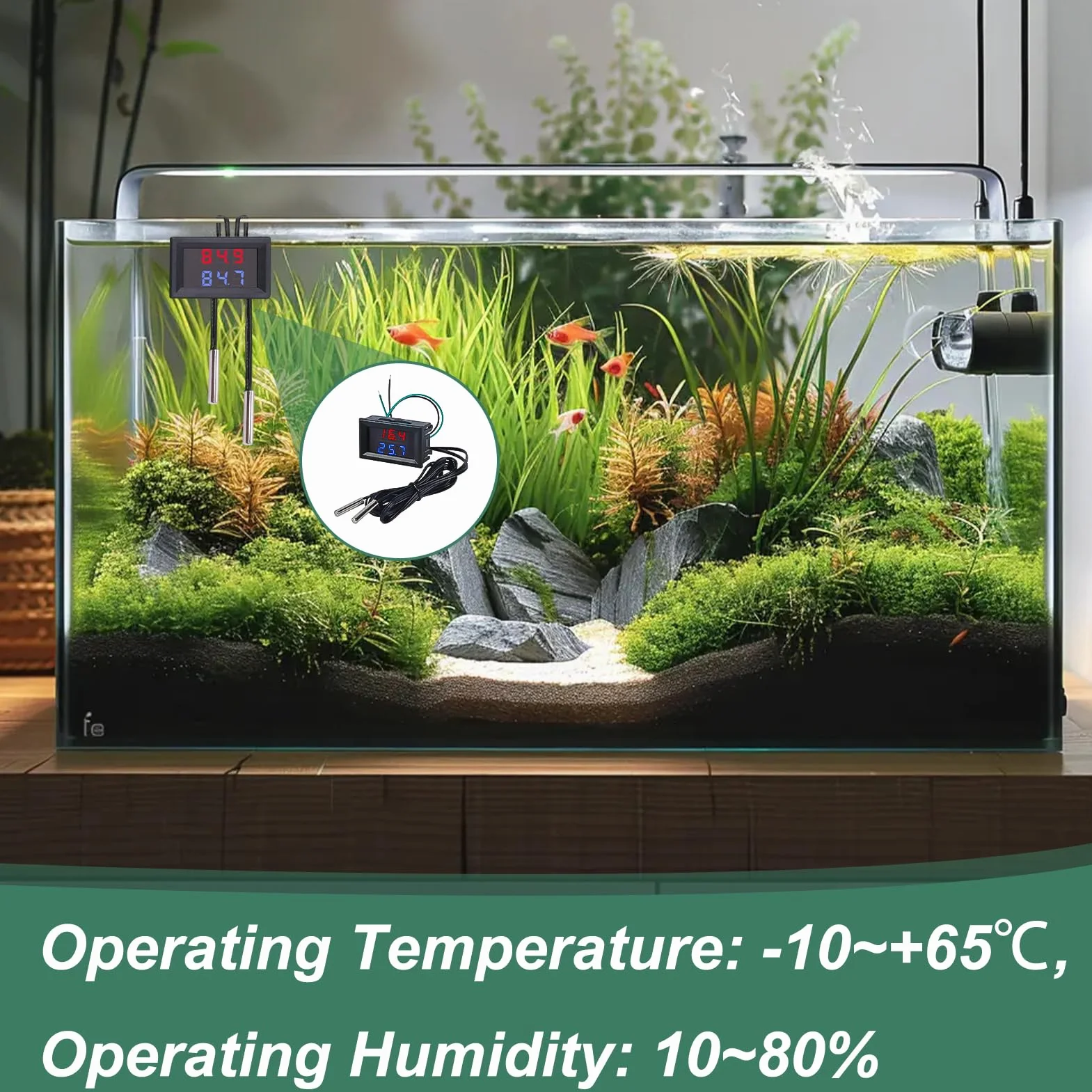 Termometro digitale a LED doppio display con 2 sonde impermeabili DC 4-28V -55°C a +120°C per acquario frigorifero incubatore