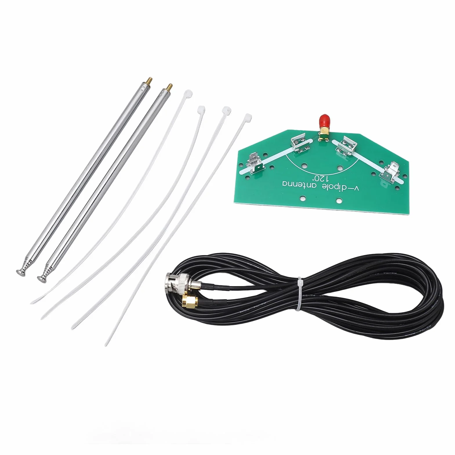 Antenna Dipolo Telescopica V Lunghezza 97 Cm Frequenza Regolabile 78M-415 MHz Interfaccia SMA Femmina Contatti in Lega D'argento per Applicazioni Aeronautiche