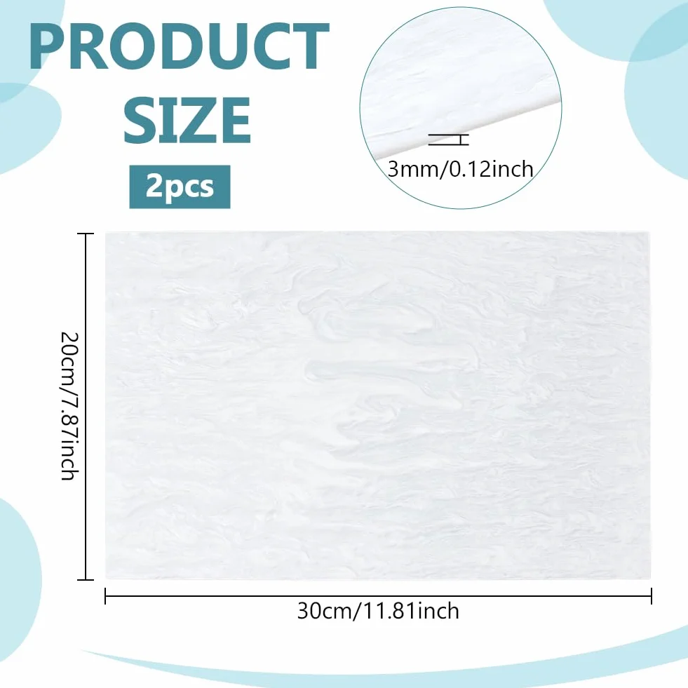 PH PandaHall 2pz 30x20cm Fogli in Acrilico Perlato 3mm Carta Ondulata Perlescente con Motivo per Incisioni Design Artistico Artigianato Fai Da Te, Bianco