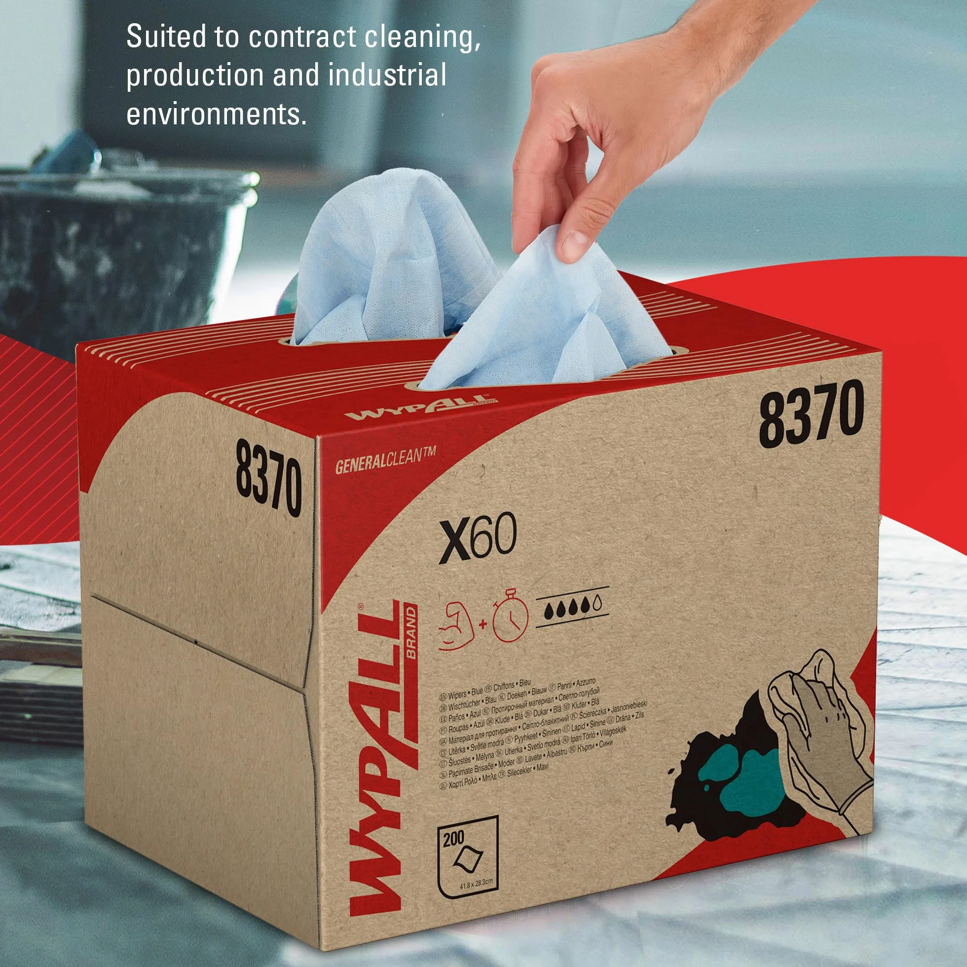 Kimberly Clark WypAll X60 General Clean 8370 1 BRAG Box 200 panni per la pulizia