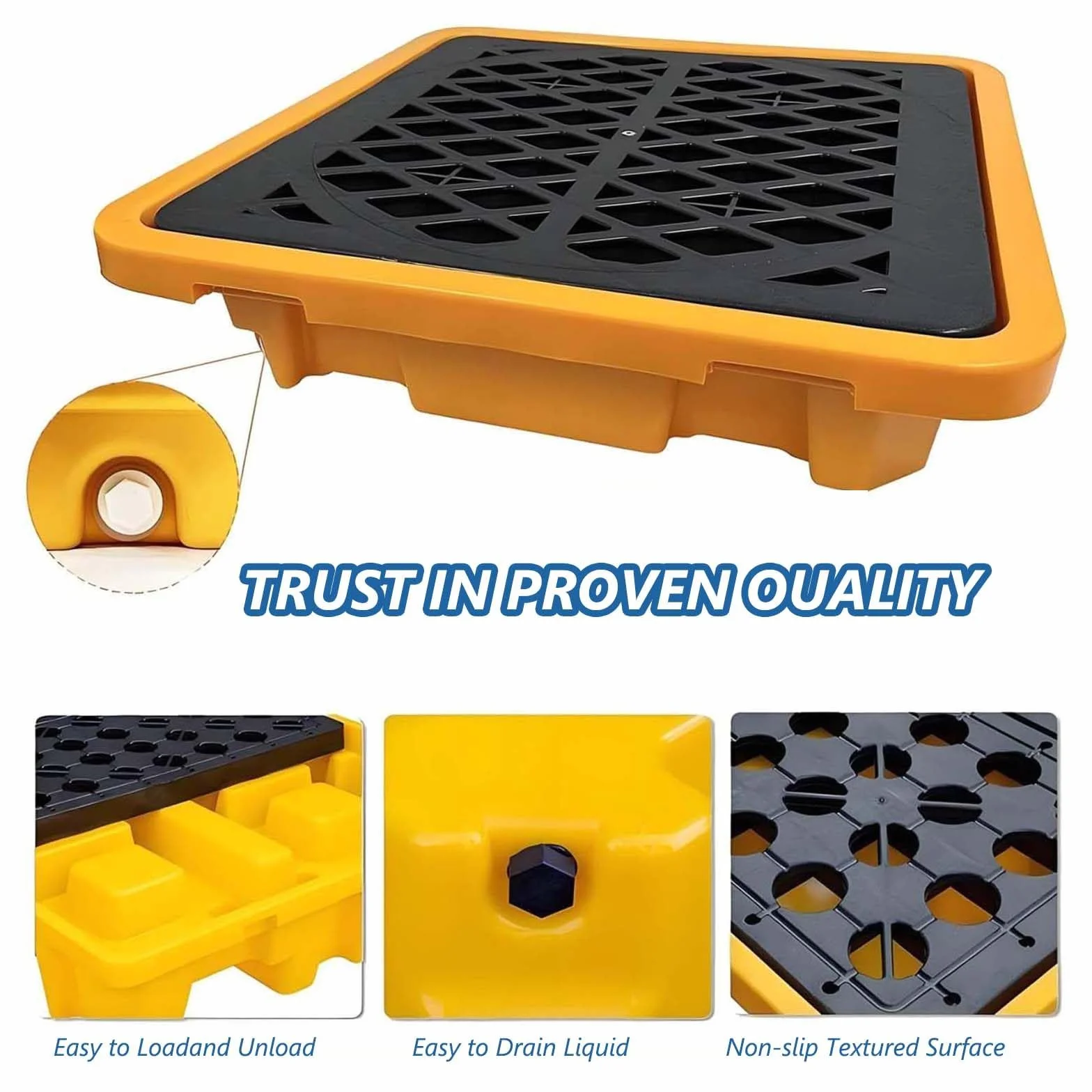 Vasche di contenimento modulari 66x36x12cm per fuoriuscite con griglie
