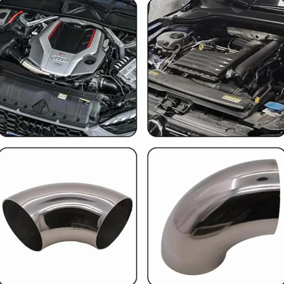 Gomito di scarico 90 gradi tubo in acciaio inox 63mm 2,5'' per auto