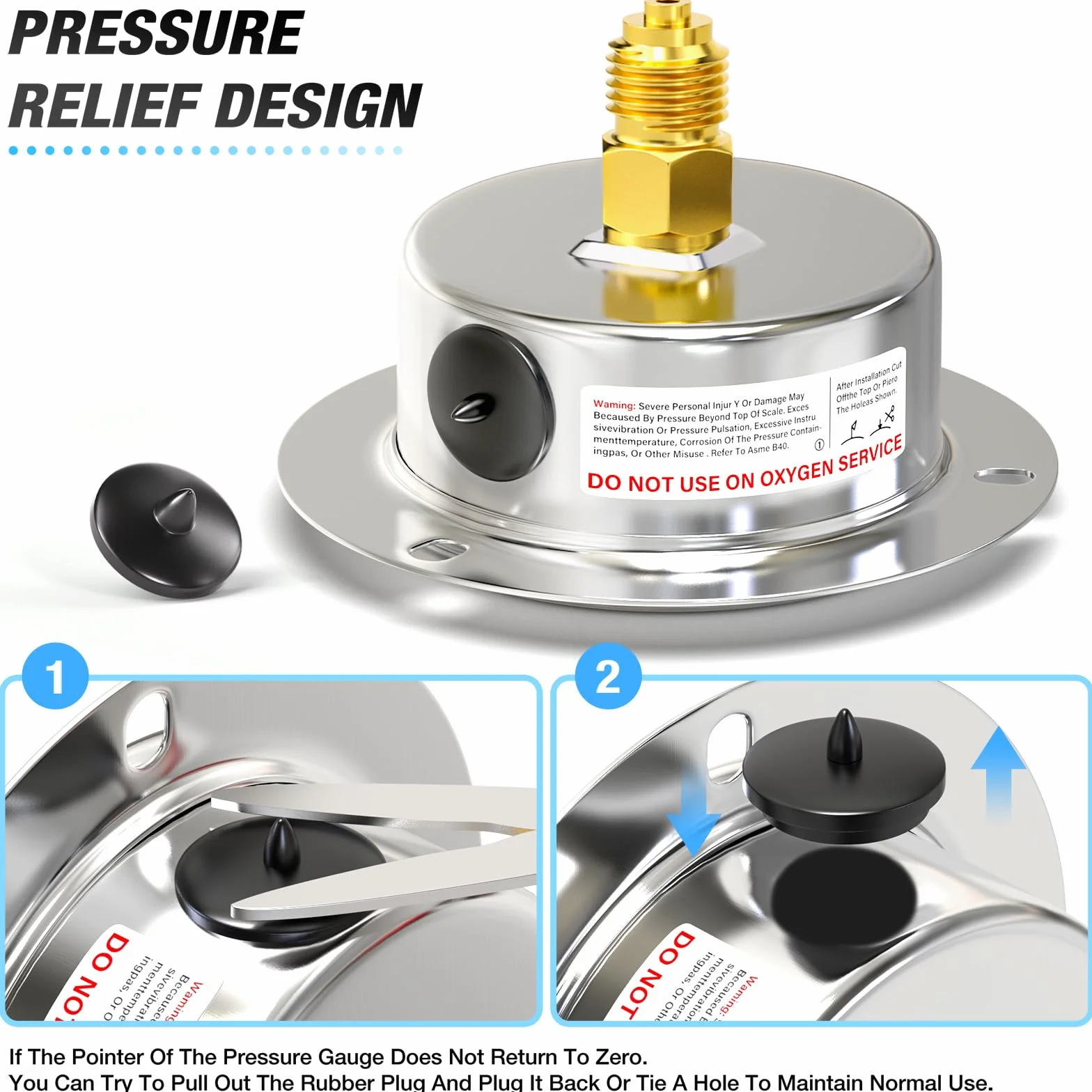MEANLIN MEASURE 0~350BAR/0~5000PSI Manometro riempito di liquido Montaggio a pannello della flangia anteriore, 1/4" BSP 2.5"FACE DIAL Cassa in acciaio inox con vite e dado Phillips, +/-3-2-3%