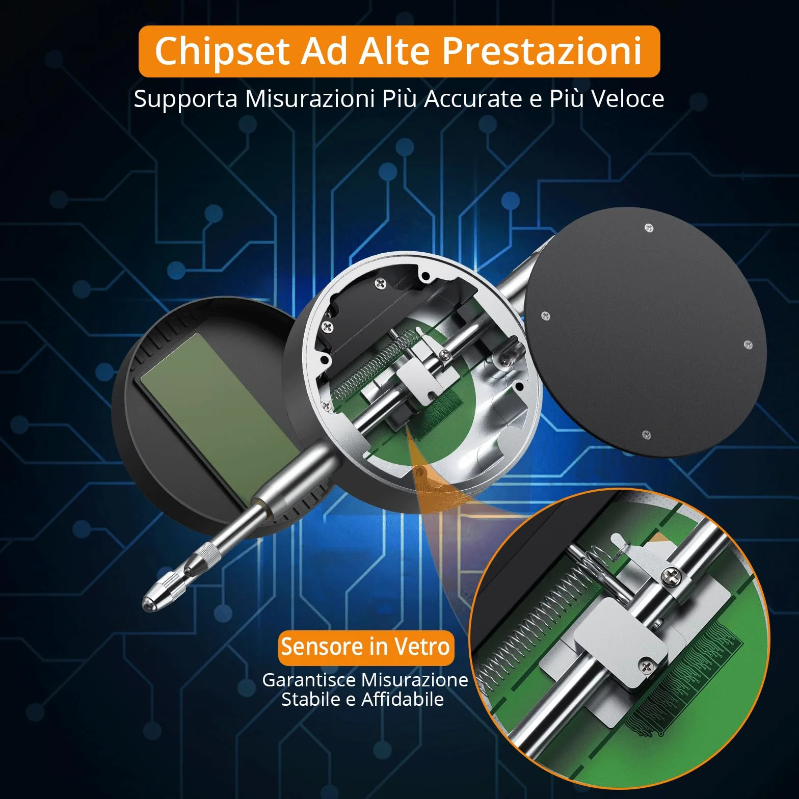Neoteck Comparatore Centesimale Digitale 0.01mm Precisione con LCD Display Calibro Indicatore di Quadrante Professionale 0-12.7mm/0.5" Commutazione mm/inch per Meccanici Officina Laboratorio