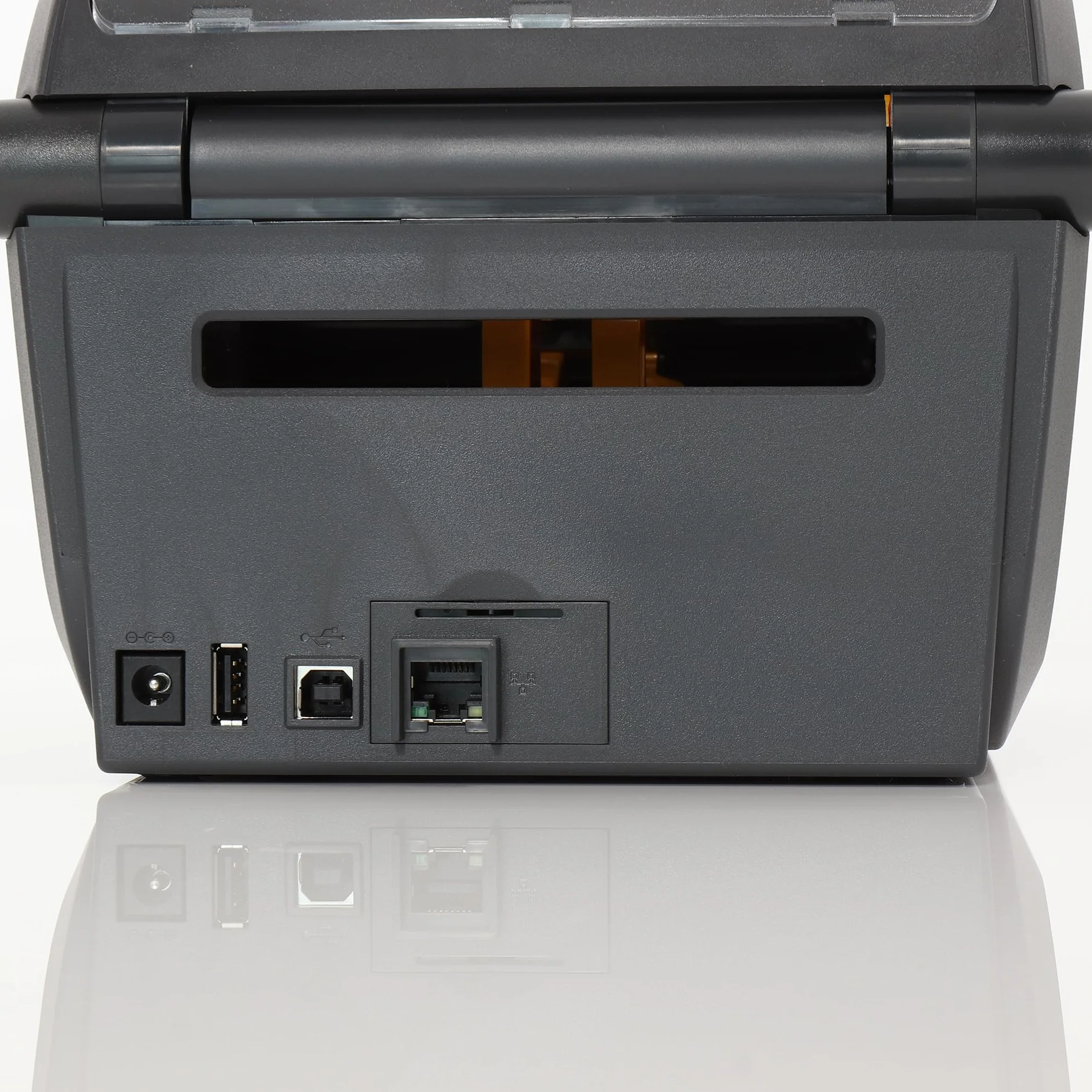 ZEBRA ZD421t - Stampante con bordo a strappo, 203 DPI, termico, trasferimento termico, larghezza di stampa max. 104 mm, BTLE, LAN, USB, interfaccia host USB (ZD4A042-30EE00EZ)