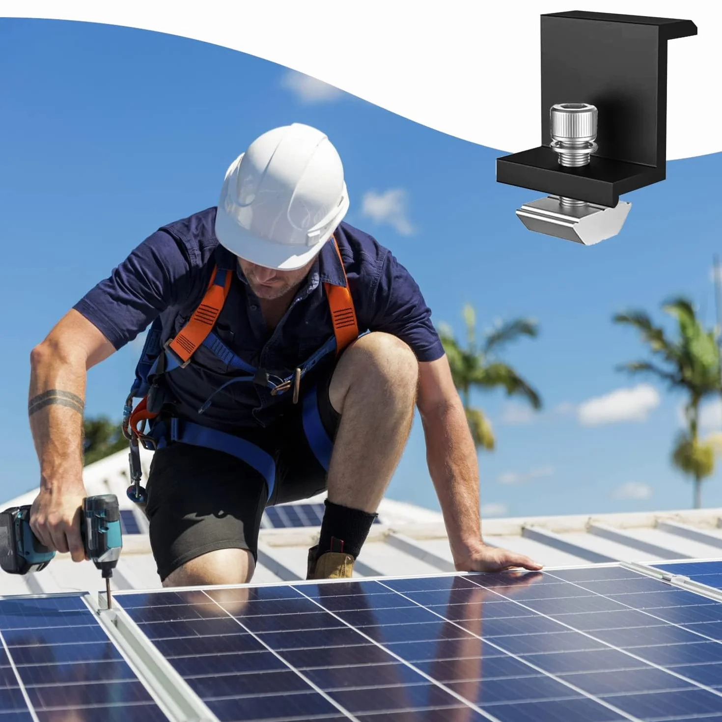 20 Pezzi Solare Staffa per Pannello, 30 mm Staffa Z di Montaggio per Pannello Solari, Kit Staffe Fotovoltaico, con Chiave Esagonale, Per Installazione del Tetto, Boat