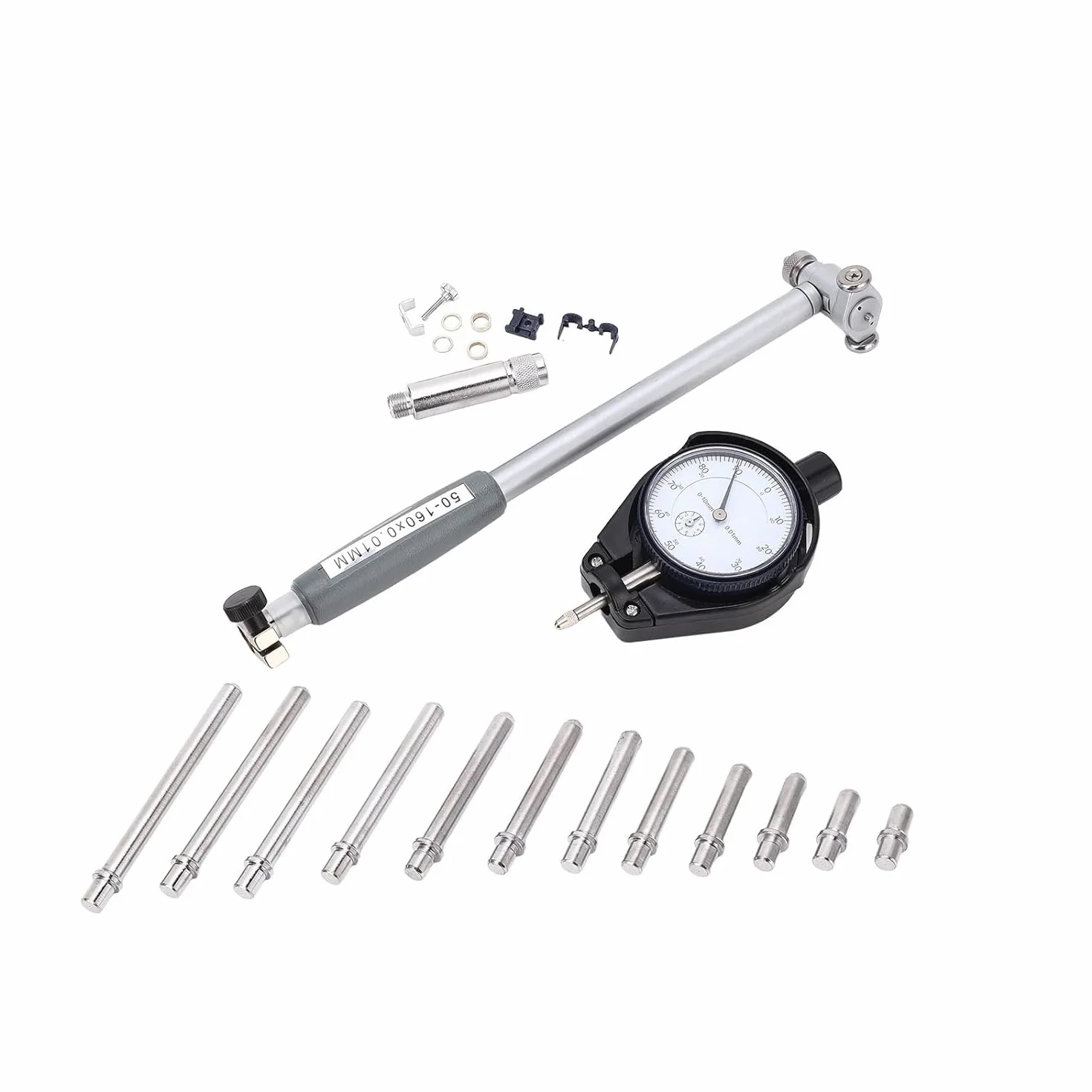 Alesametro con Comparatore Centesimale 50-160 mm, Indicatore del diametro interno in Lega di Alluminio Calibro del diametro interno per Cilindri (50-160 mm)