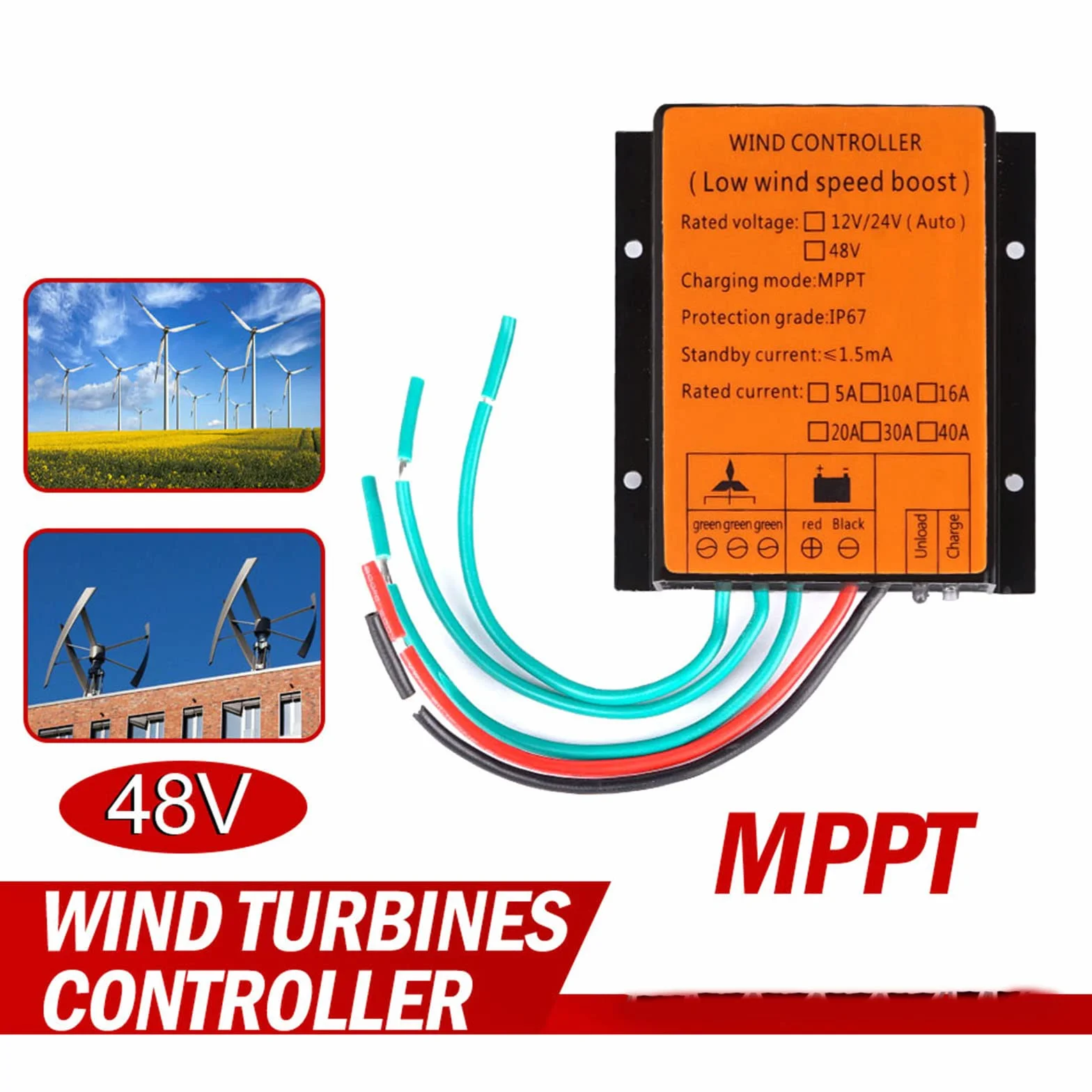 Regolatore di Carica del generatore delle Turbine eoliche 8000W-10000W, regolatore di Carica della Batteria Impermeabile, 12V / 24V / 48V