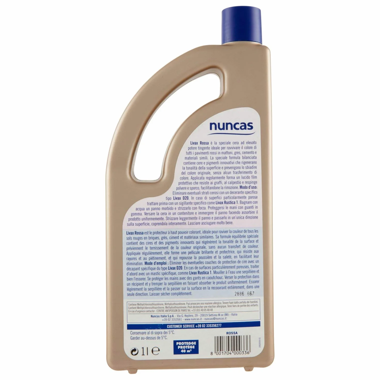 Nuncas Livax Cera Rossa - Pavimenti Rossi in Mattoni, Grès e Cemento - 1000ml