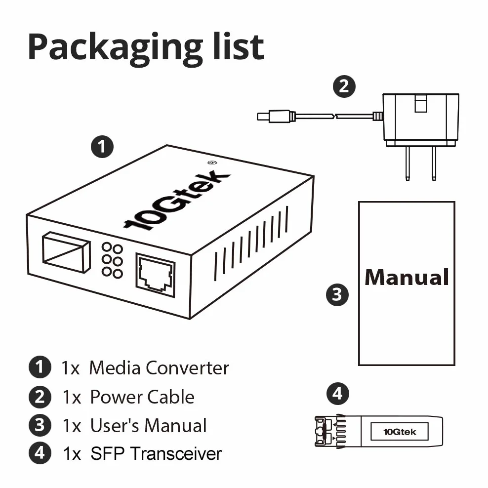 10Gtek Gigabit Ethernet Media Converter 1Gb SFP SX Multimodale Modulo RJ45 1000Base-SX 850nm 550m