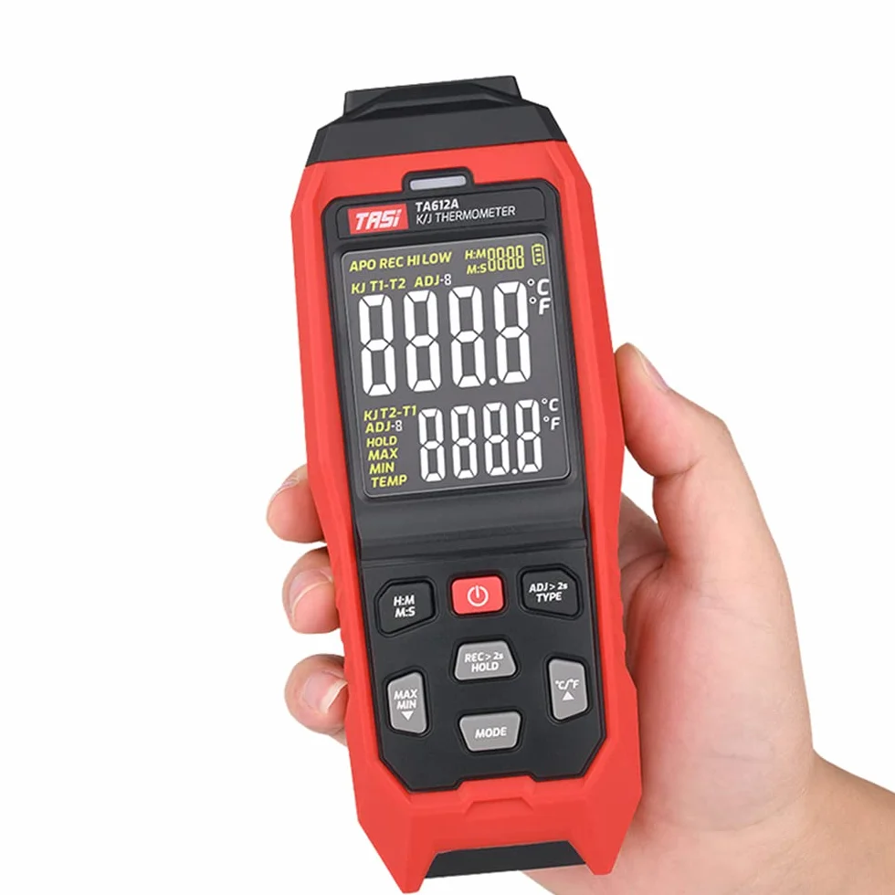 Termometro a termocoppia tipo K/J 4 canali -200~1372℃ alta precisione con USB e allarme
