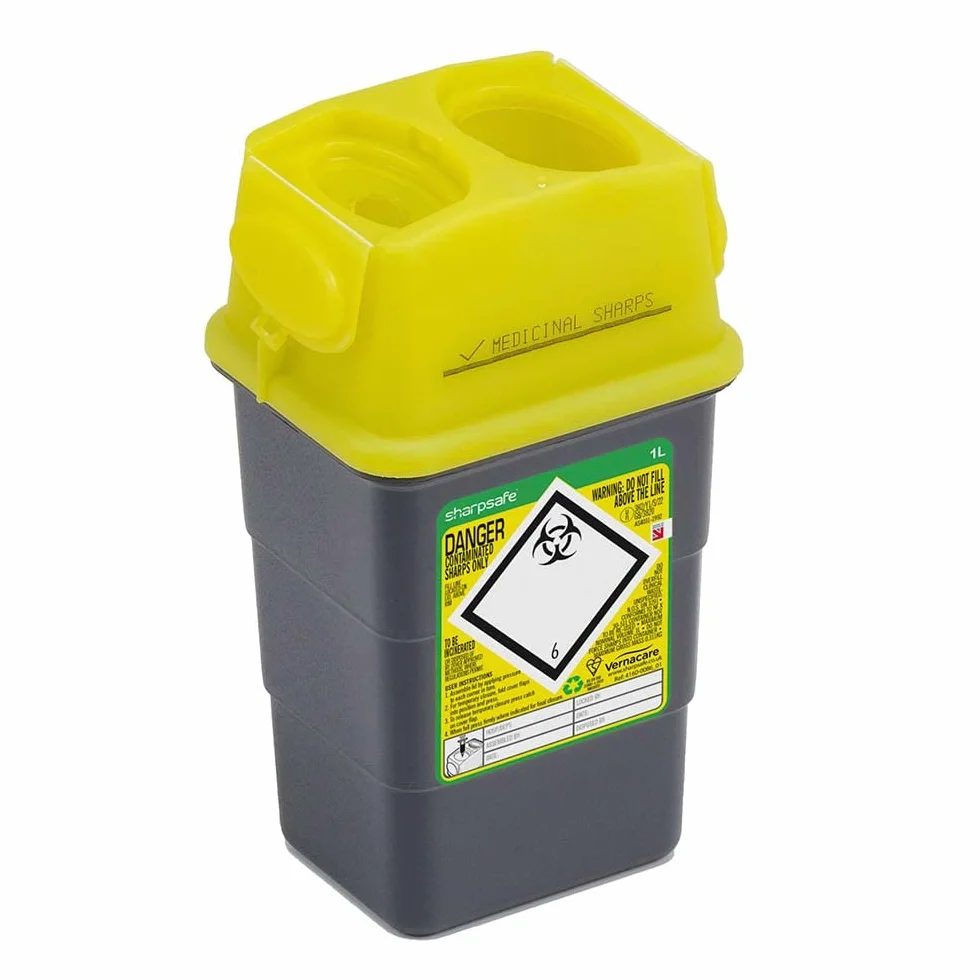 Sharpsafe 5a generazione 1 litro giallo/grigio Sharps Bin smaltimento rifiuti clinici
