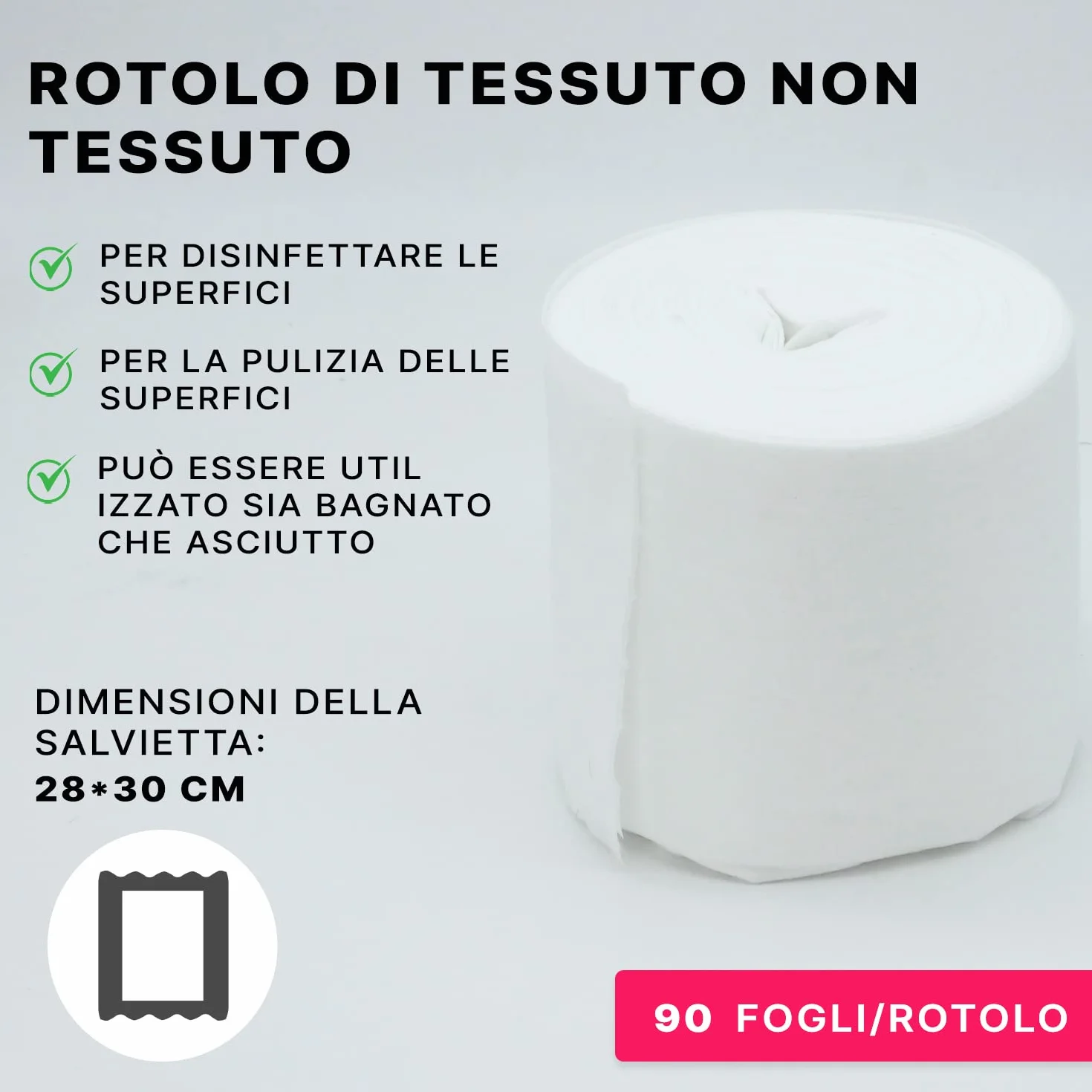 ARNOMED Tessuto non tessuto rotolo 90 salviette asciutte 28x30cm