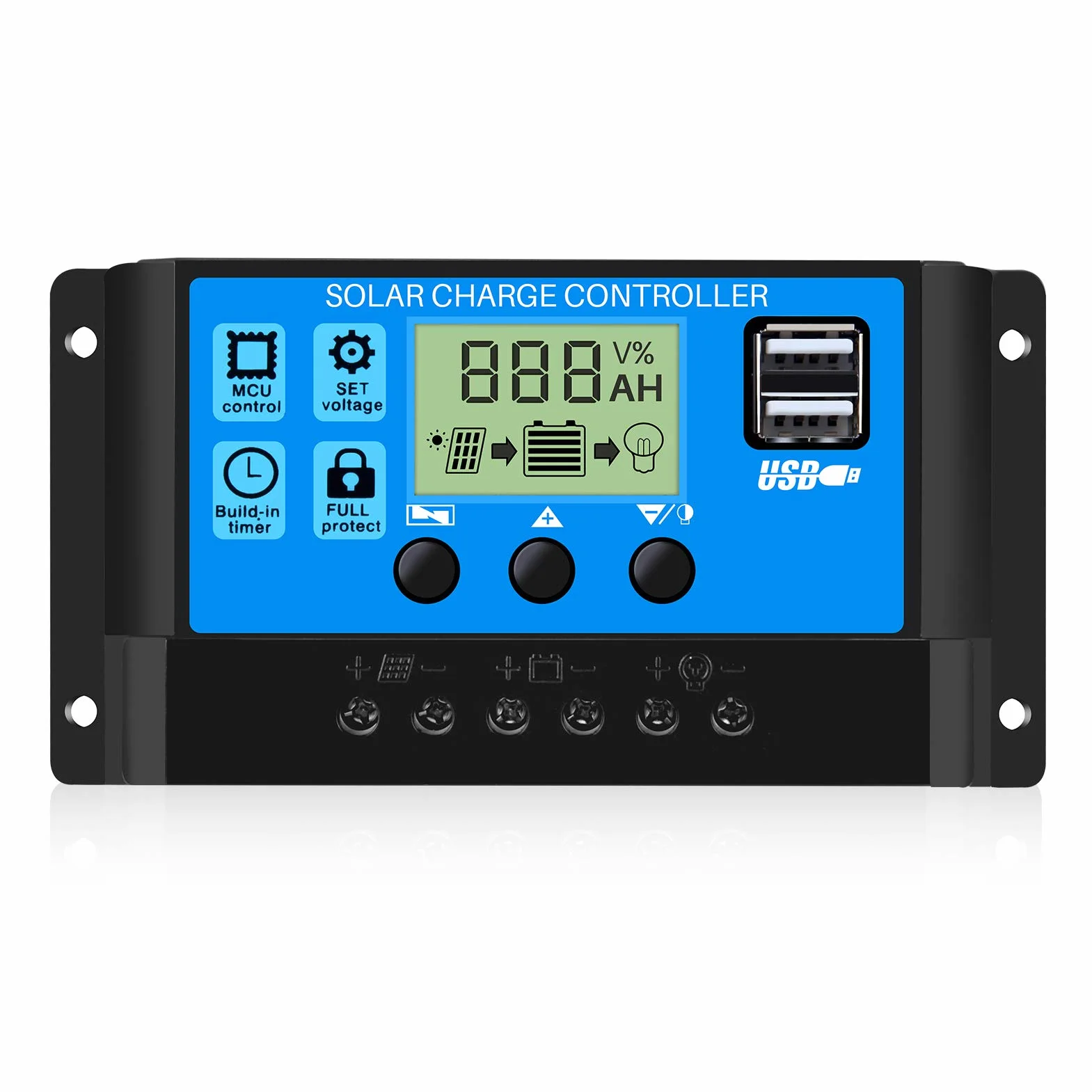 Thlevel Regolatore di Carica Solare PWM 30A 12V 24V Intelligente con Display LCD e Doppia Porta USB per Batterie al Piombo