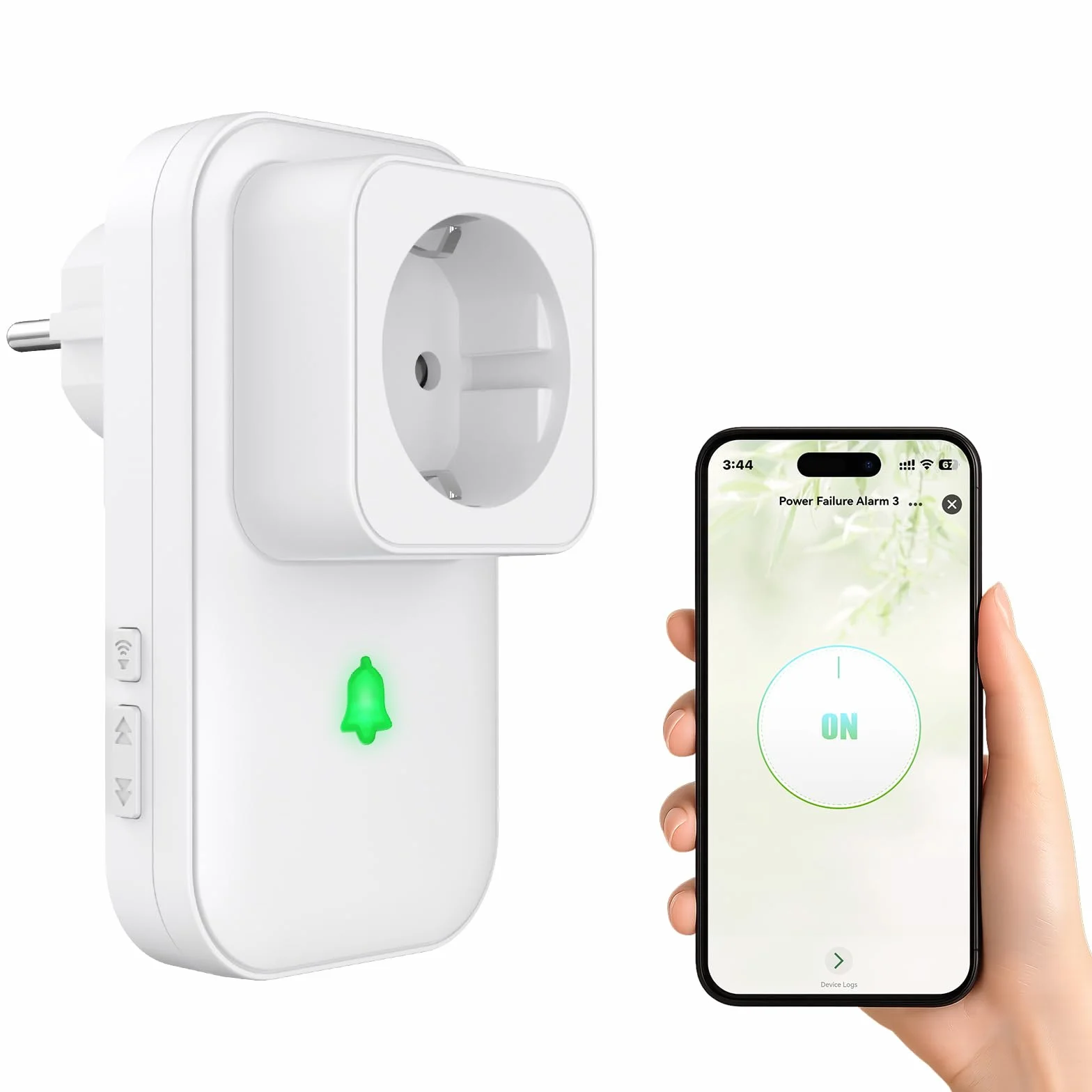 Rilevatore di Interruzione di Corrente WiFi,Antifurto Allarme Casa, Presa Intelligente con Allarme Mancanza Alimentazione (110 dB) e LED, Allerta Blackout su App Smart Life/Tuya