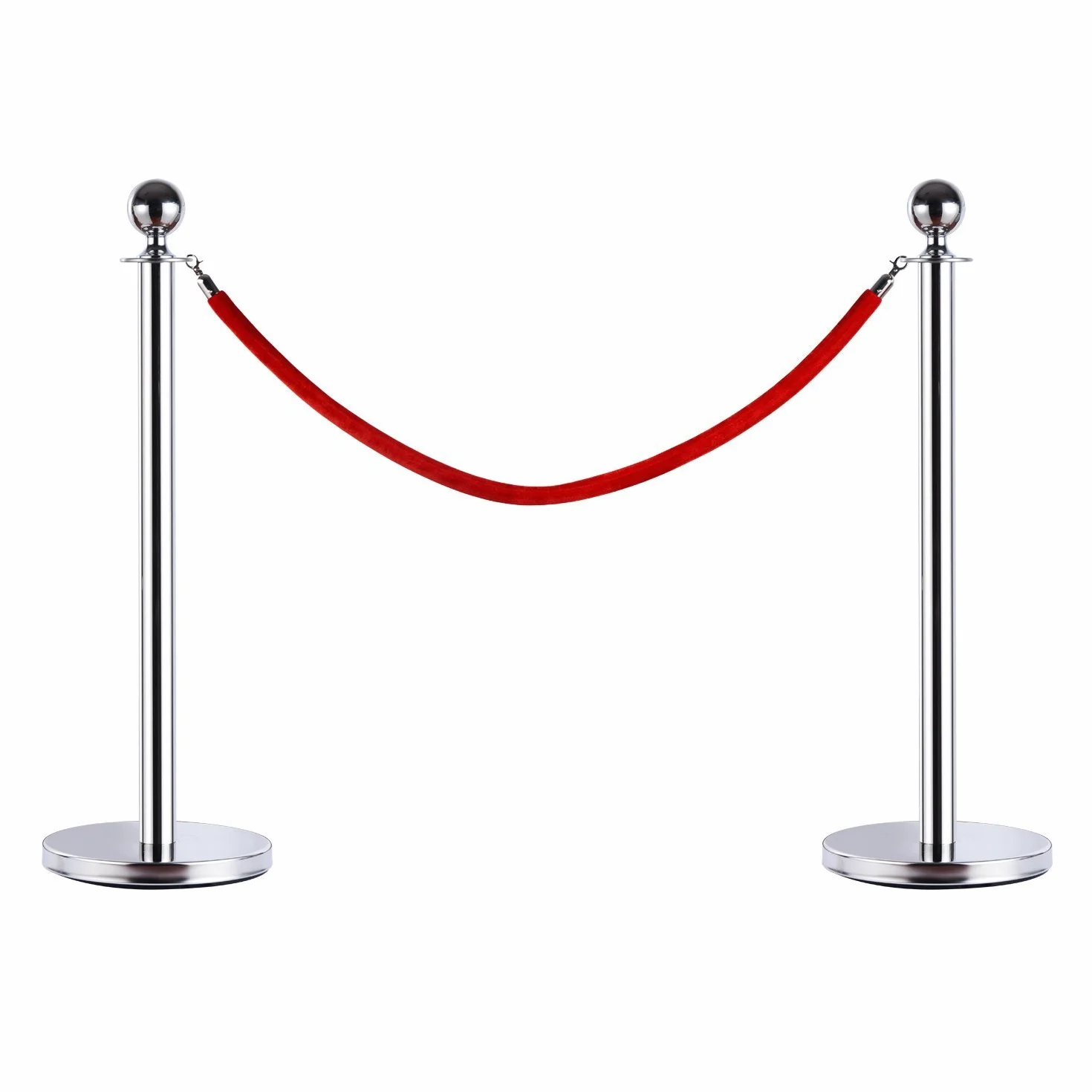 HOMCOM Outsunny Transenne Elimina Separacode Paletti di Delimitazione con Corde Rosso Acciaio Inox Ф32 x 95CM