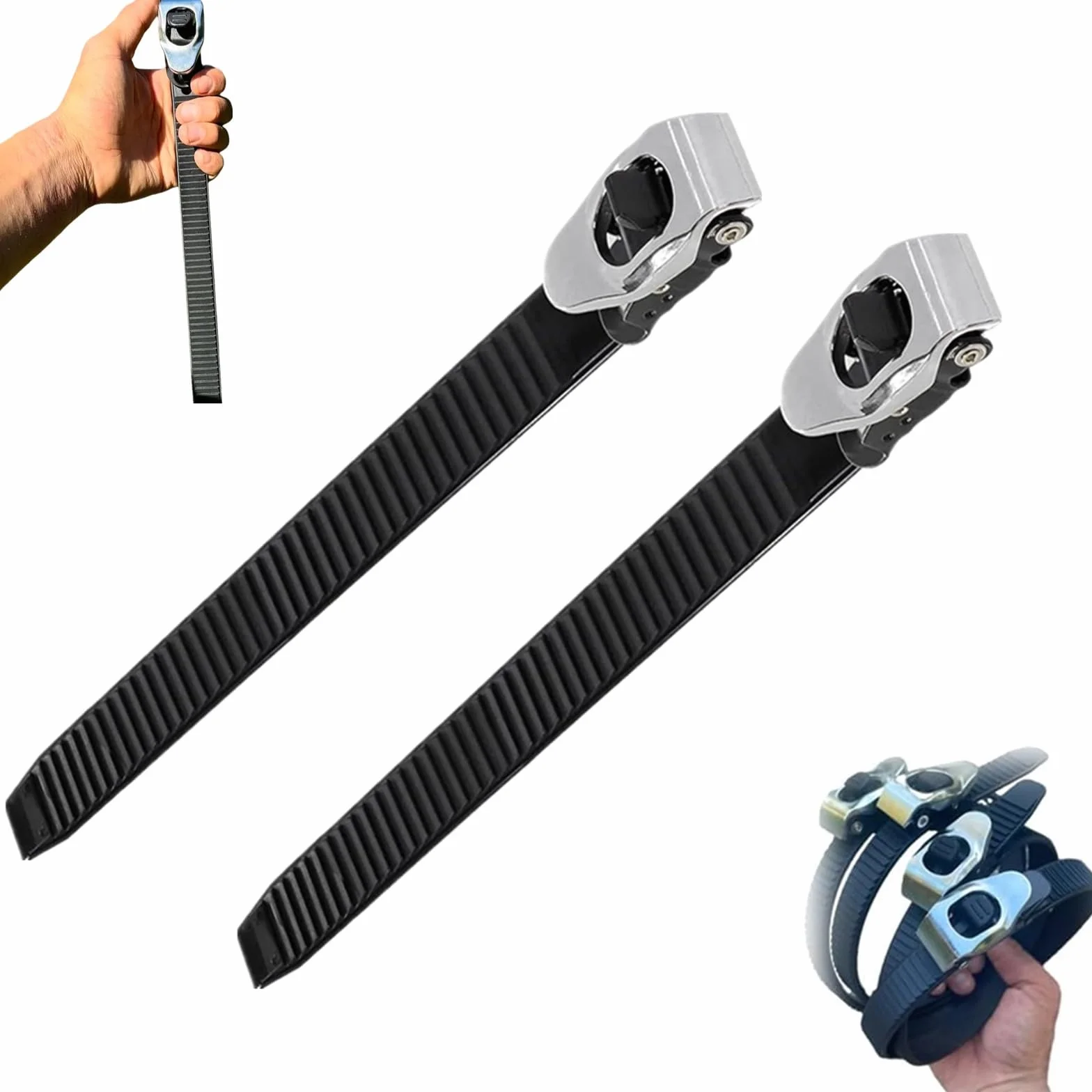 Ultimate Heavy Duty Grip Lock Strap regolabile Multipurpos Cricchetto, cinghie riutilizzabili con fibbia in metallo per fissare qualsiasi cosa, uso quotidiano (2 pezzi)