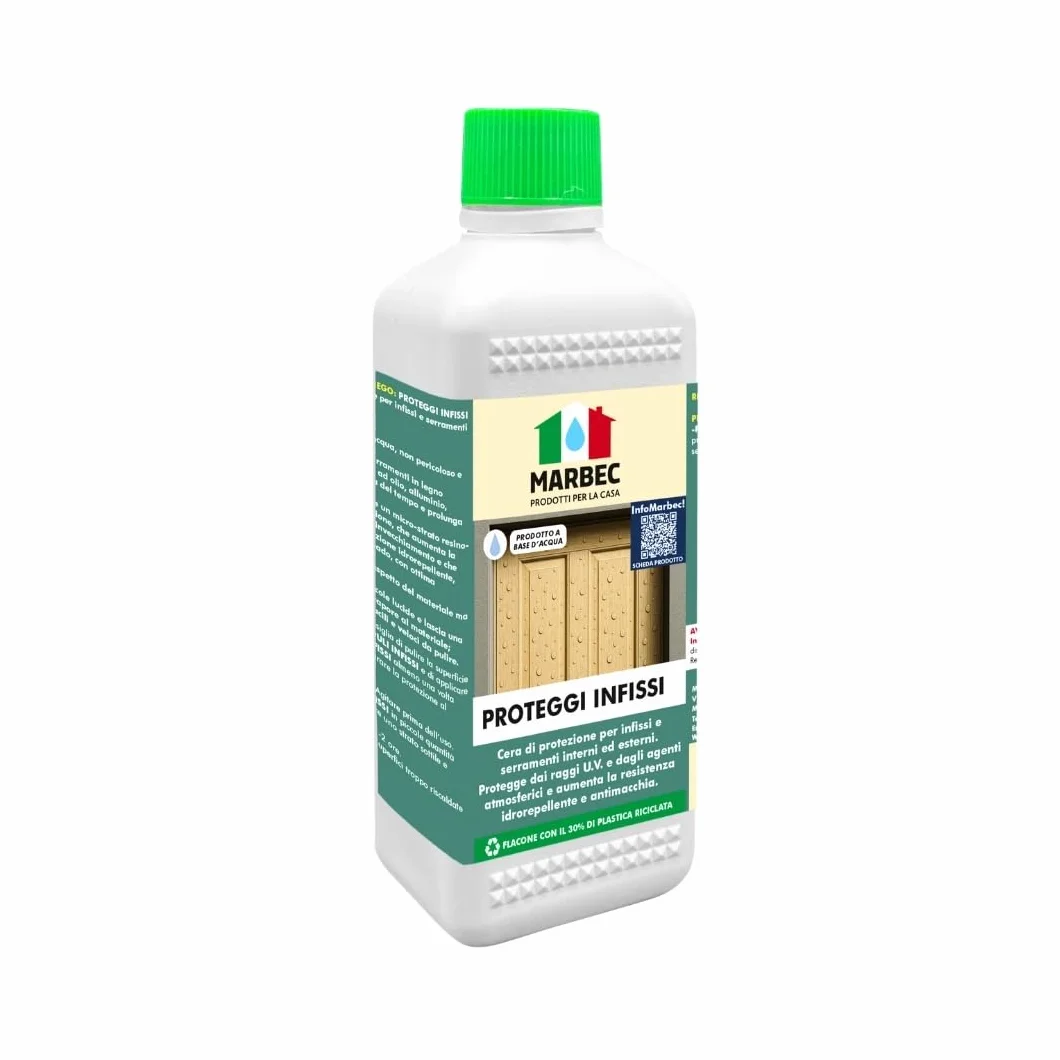 PROTEGGI INFISSI 500ML Cera per Infissi Esterni Marbec. Protezione Anti-Macchia, Anti-Degrado, Ravvivante Naturale per Serramenti. Uso Interno ed Esterno.