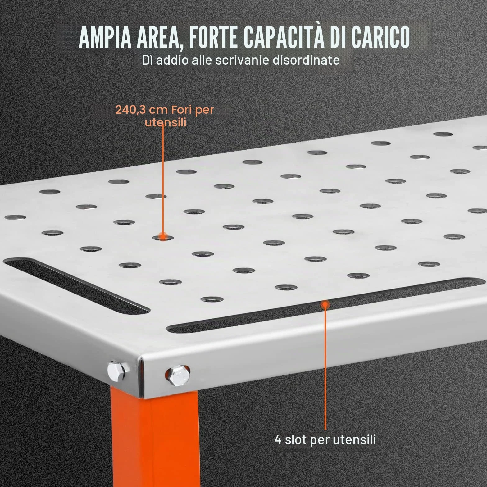 VEVOR Tavolo da Saldatura Lavoro Saldatore in Acciaio al Carbonio Capacità Carico Max. 544kg, Banco di Lavoro per Saldatura 91,4 x 45,7 cm da Officina Garage, Tavolo da Saldatura 94 Fori Portautensili