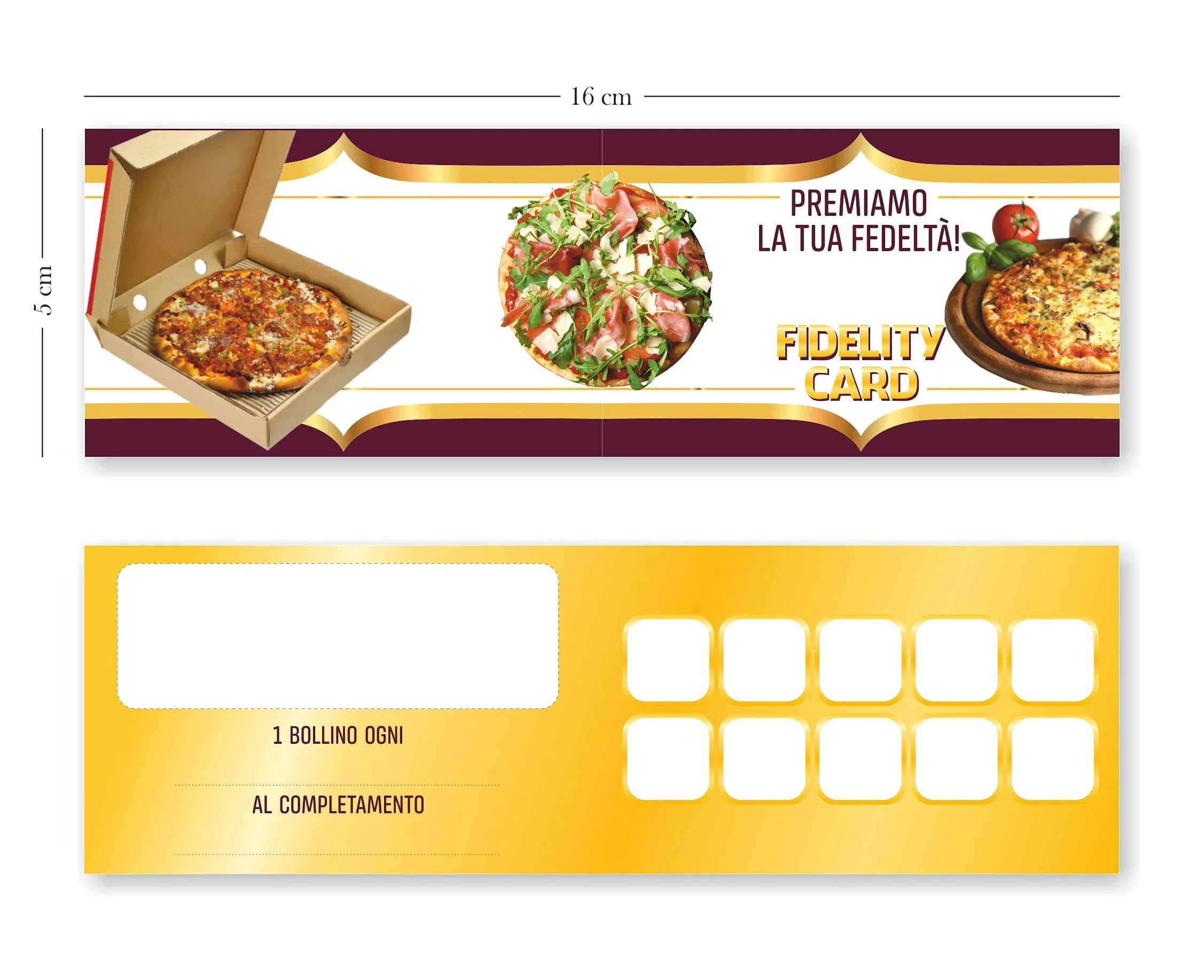 GHIBLI Tessere Fedeltà per Pizzeria con 10 Caselle da Timbrare - Fidelity Card Pizza Omaggio - Carte Punti per Fidelizzare la Clientela - Ogni 10 Pizze Una Pizza Gratis per i Clienti Fedeli (50)