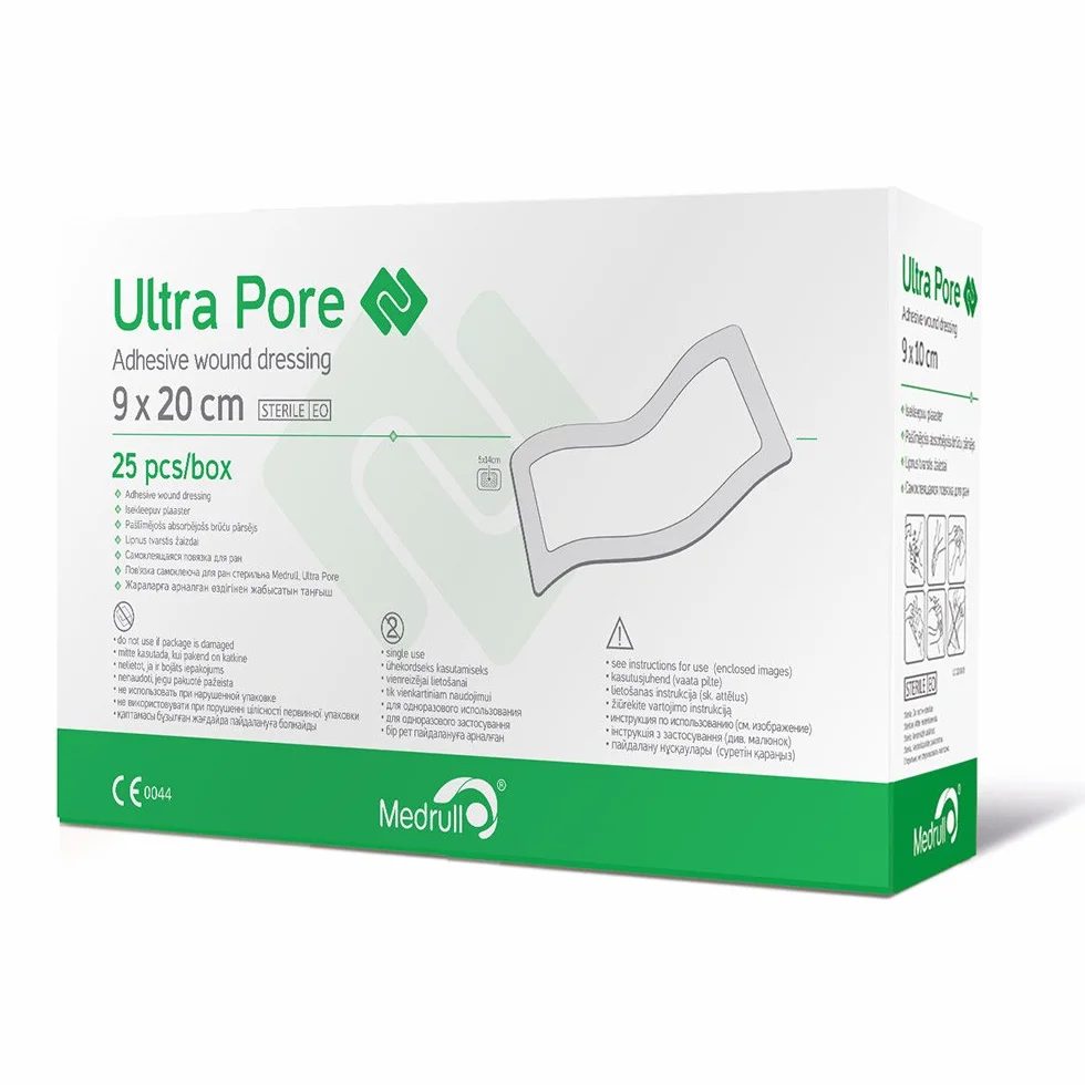 Medrull Ultra Pore Sterile Adesivo Ferite Medicazione Intonaco 25 Pezzi 20x9 cm