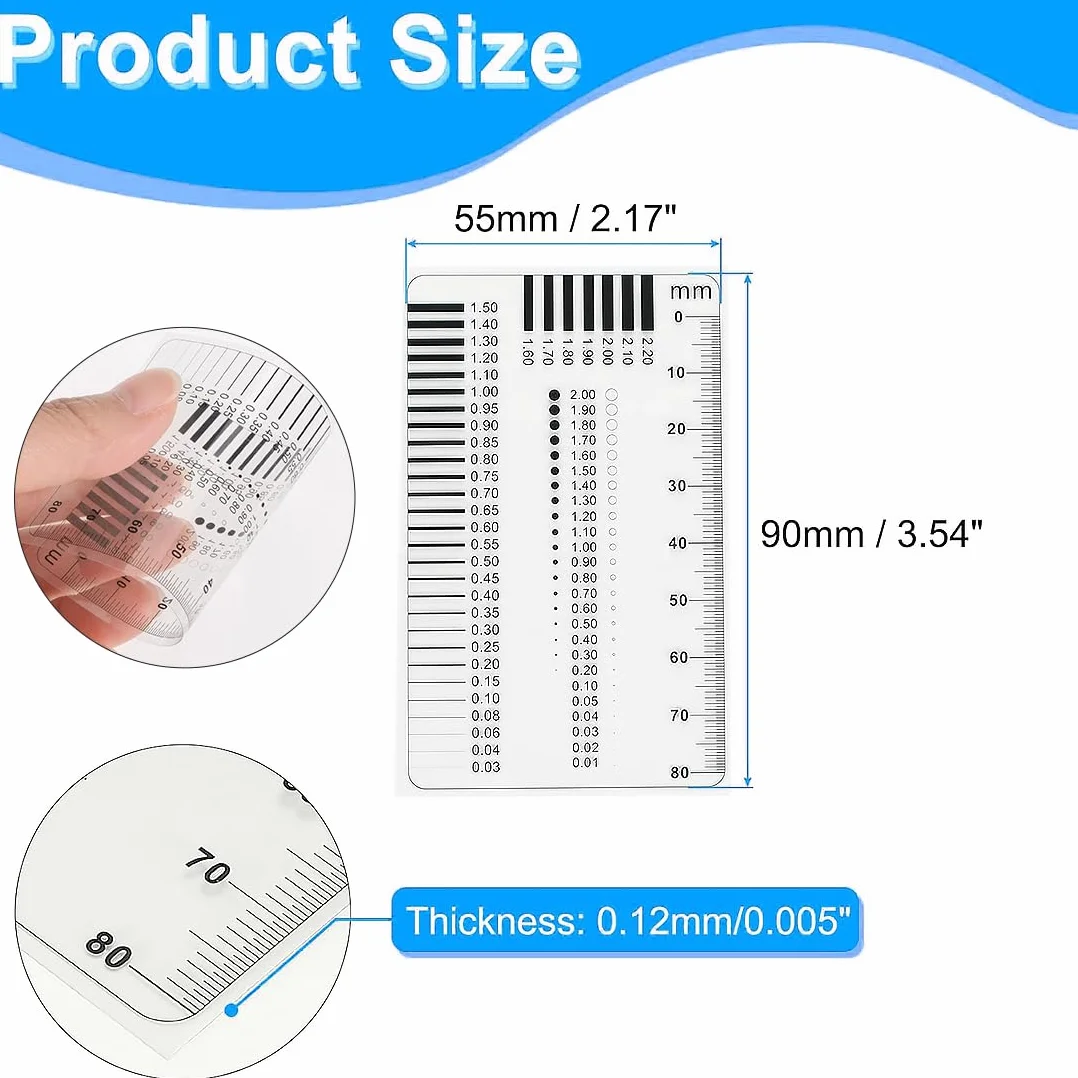 2 pezzi Set professionale di righelli per misurare le crepe - Plastica flessibile trasparente, Fessurimetro, Fessurimetri per Crepe, Équipement d'experts, ideale per artigiani e esperti