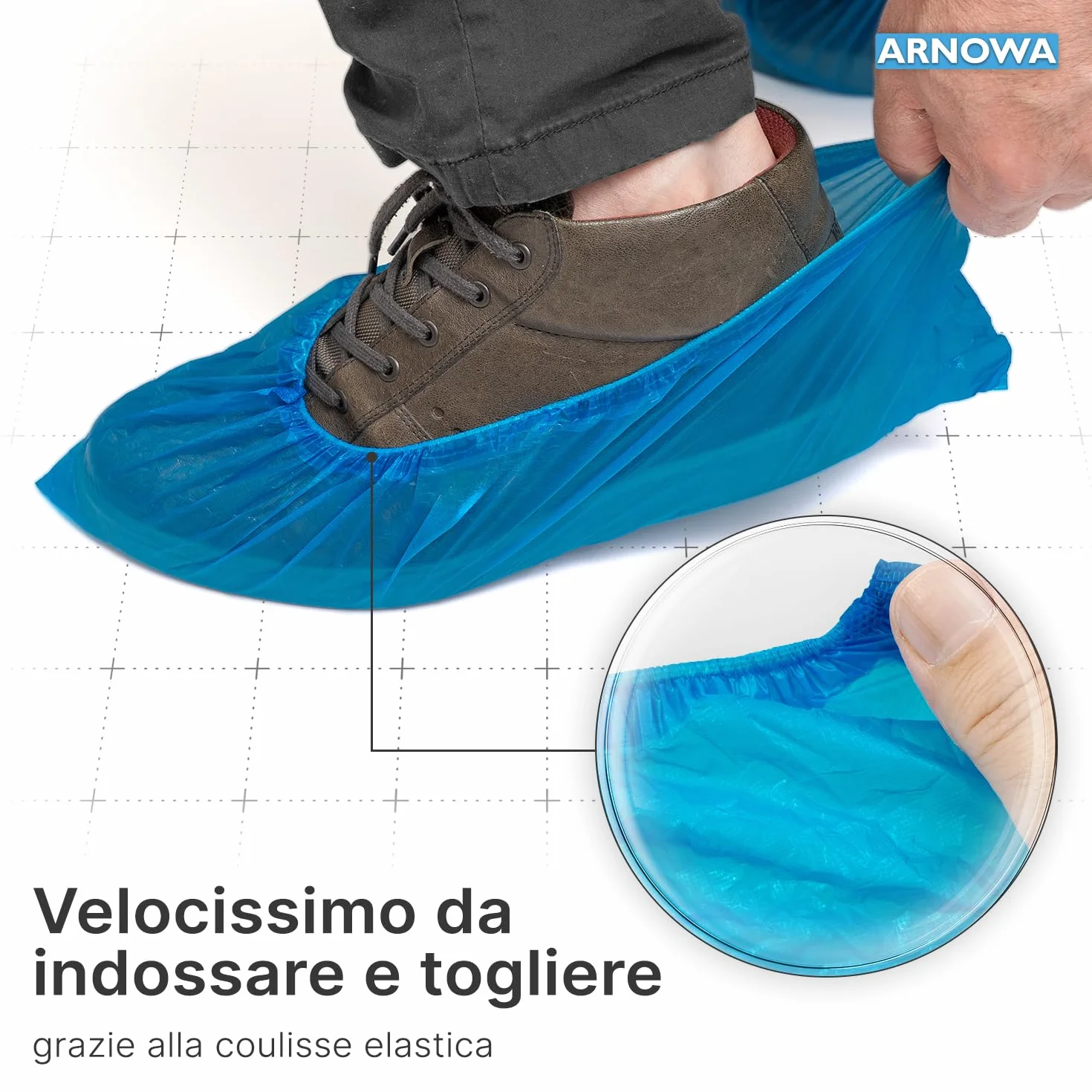 ARNOMED Copriscarpe Monouso Extra Forte in CPE Impermeabili Blu