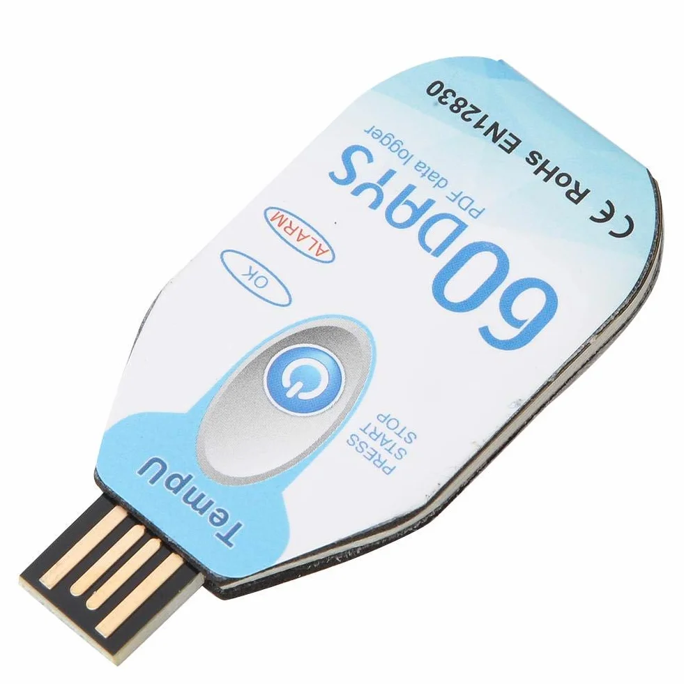 Walfront Registratore di Dati di Temperatura PDF Monouso Porta USB Porta 10000 Punti Utilizzati per Monitorare Il Processo di Trasporto e Conservazione degli Alimenti