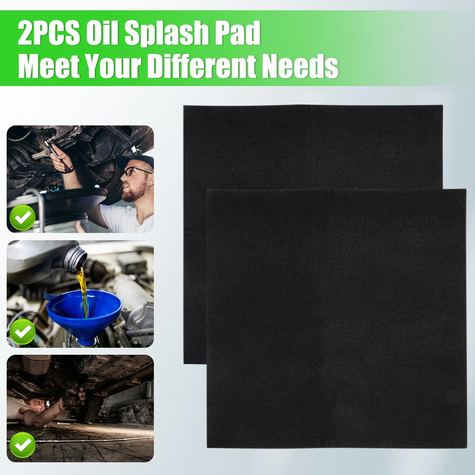 PEUTIER 2pz 56cm Tappetino Antispruzzo per Scarico Olio, Tappetino Quadrato per Fuoriuscite di Olio per Garage Tappetino Antispruzzo Resistente al Calore Tamponi Assorbenti Olio Nero per Vialetto