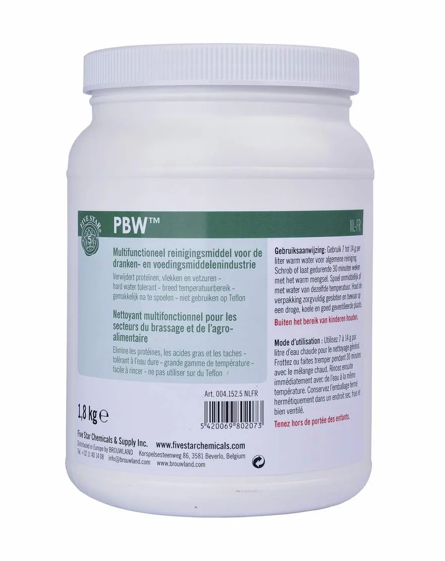 1,8 kg – FIVE STAR – PBW – Detergente multifunzione per l'industria alimentare e bevande.