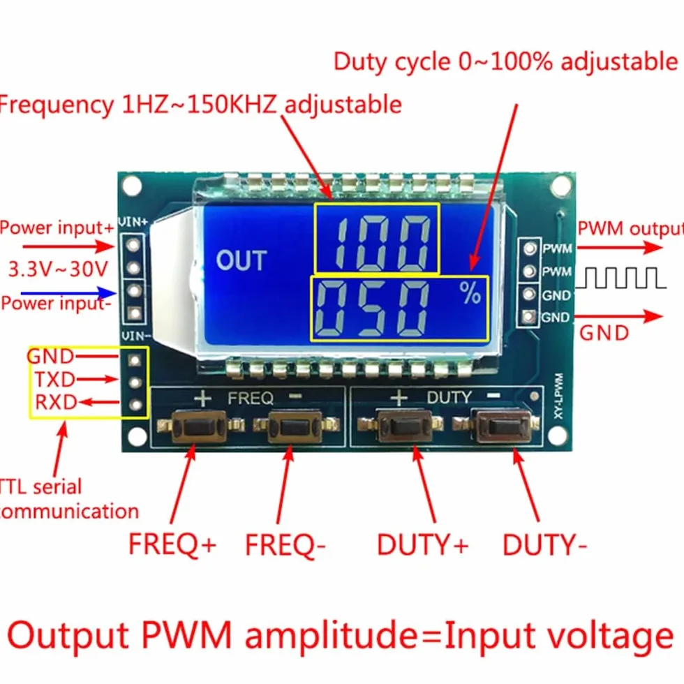 DollaTek XY-LPWM. Generatore di segnali a Onda Quadra a Onda Quadra Regolabile a frequenza di impulsi PWM