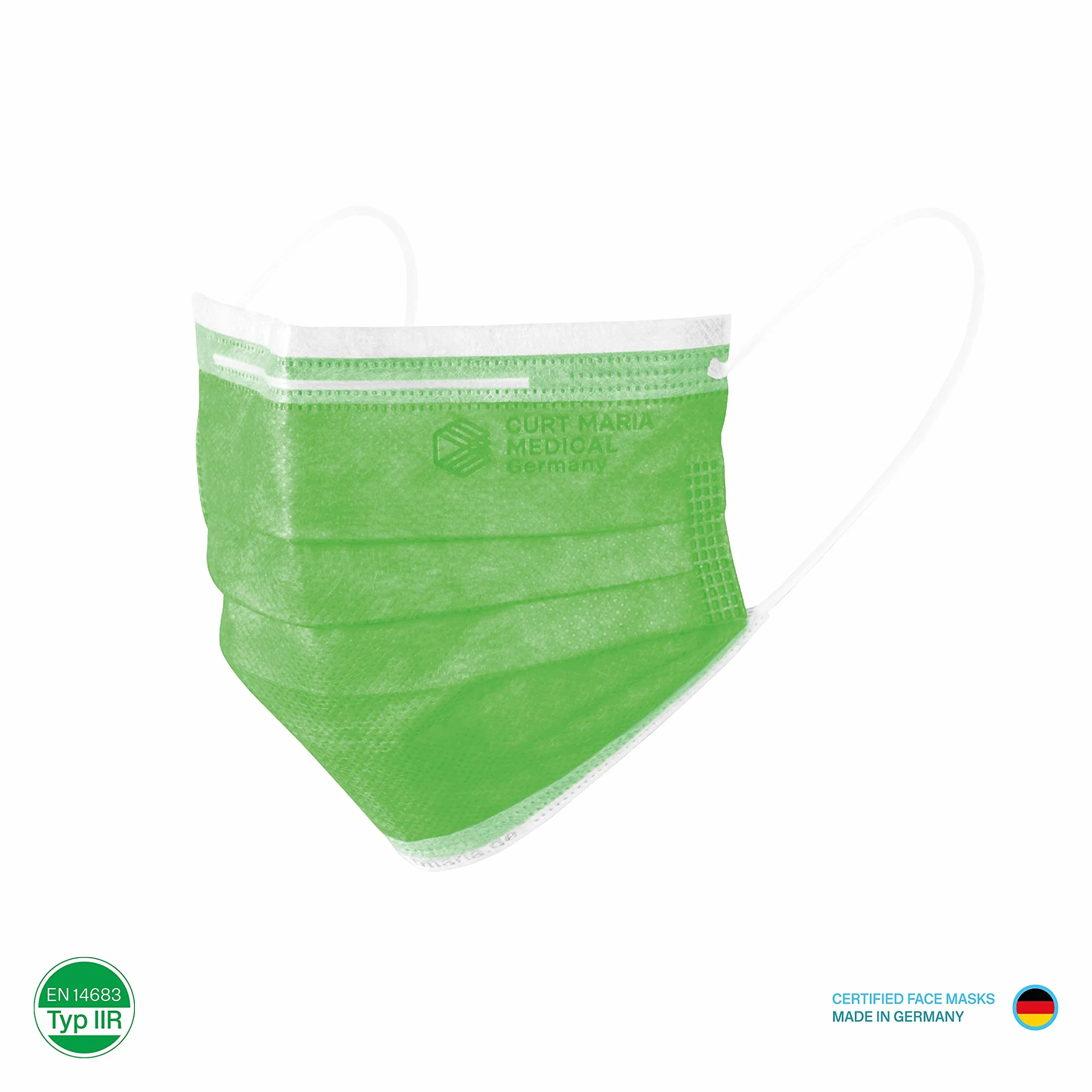 CURT MARIA MEDICAL 50 maschere mediche per il viso 3 strati monouso verde