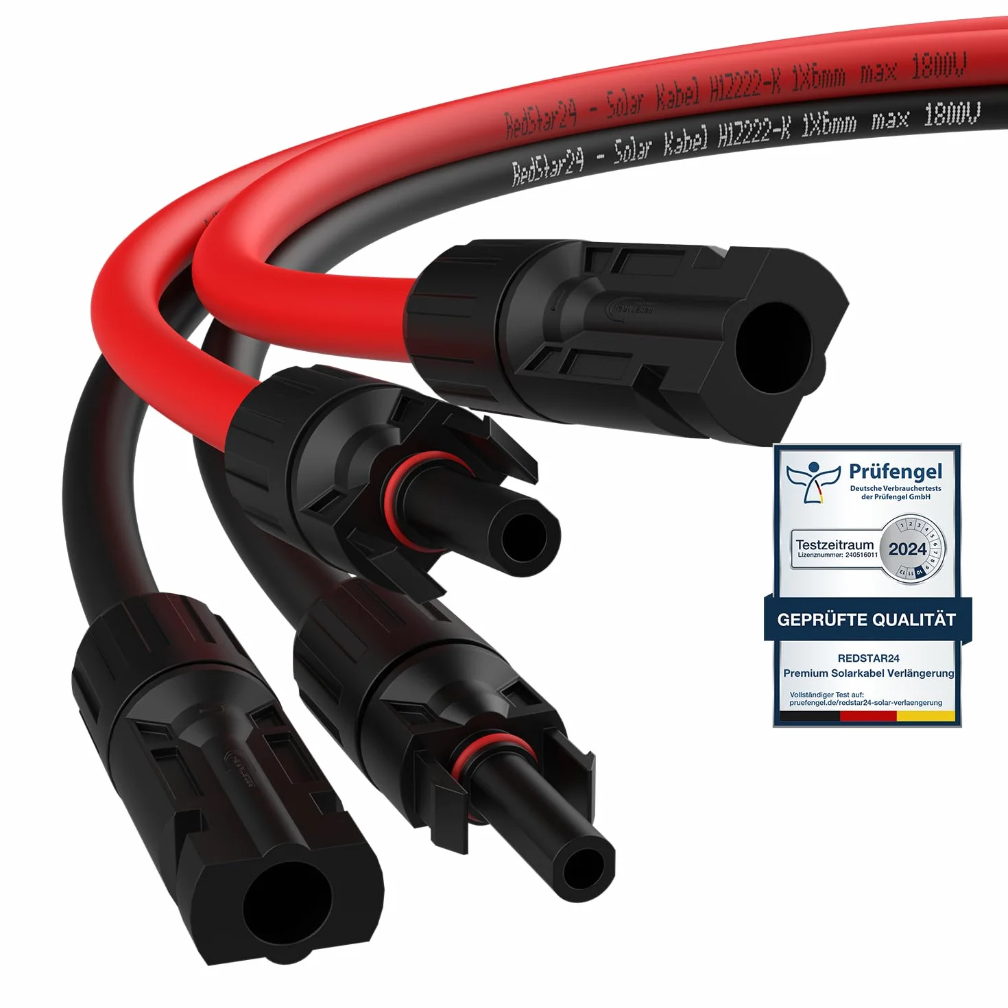 Cavo Solare di Prolunga 4mm² 2m IP68 RedStar24 per Pannello Solare Inverter