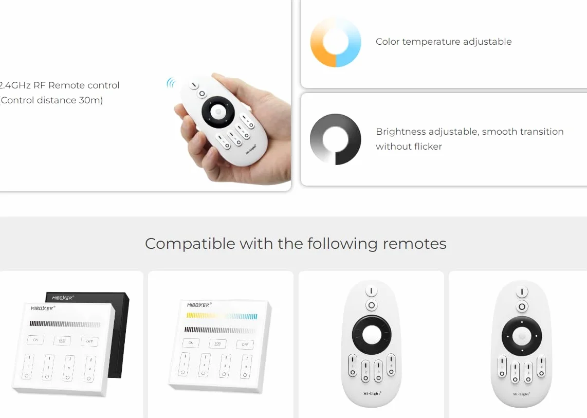 LIGHTEU®, Miboxer 2.4GHz 2 in 1 LED Controller DC12V-48V Alta potenza Max. 20A, PWM alta/bassa frequenza, supporta push dimming, PR2