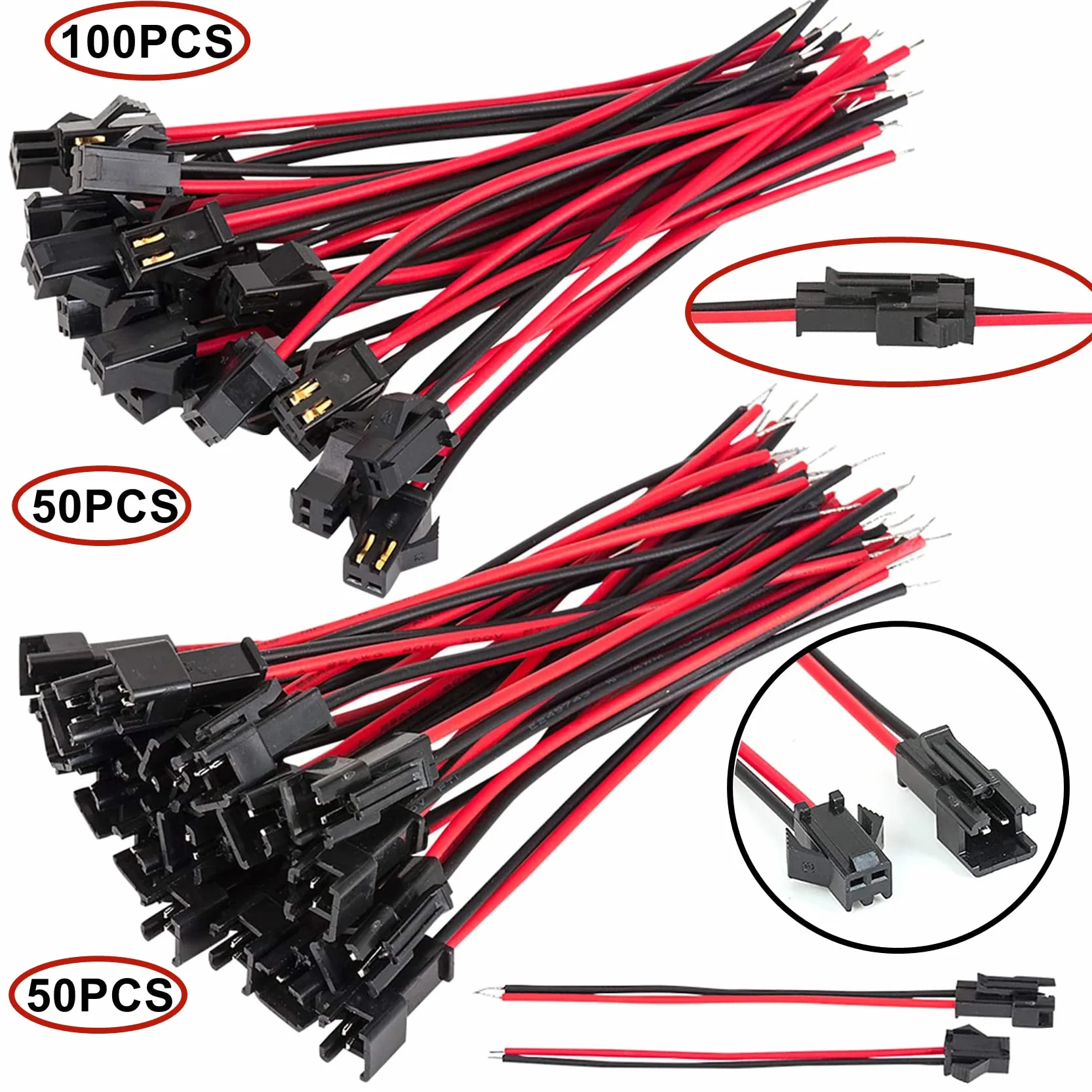 HUAZIZ 50 Pezzi JST SM 2 Pin Connettore, 22 AWG JST 2 Pin Adattatore Micro Elettrico Spina Connettore Maschio e Femmina con 150mm Cavo