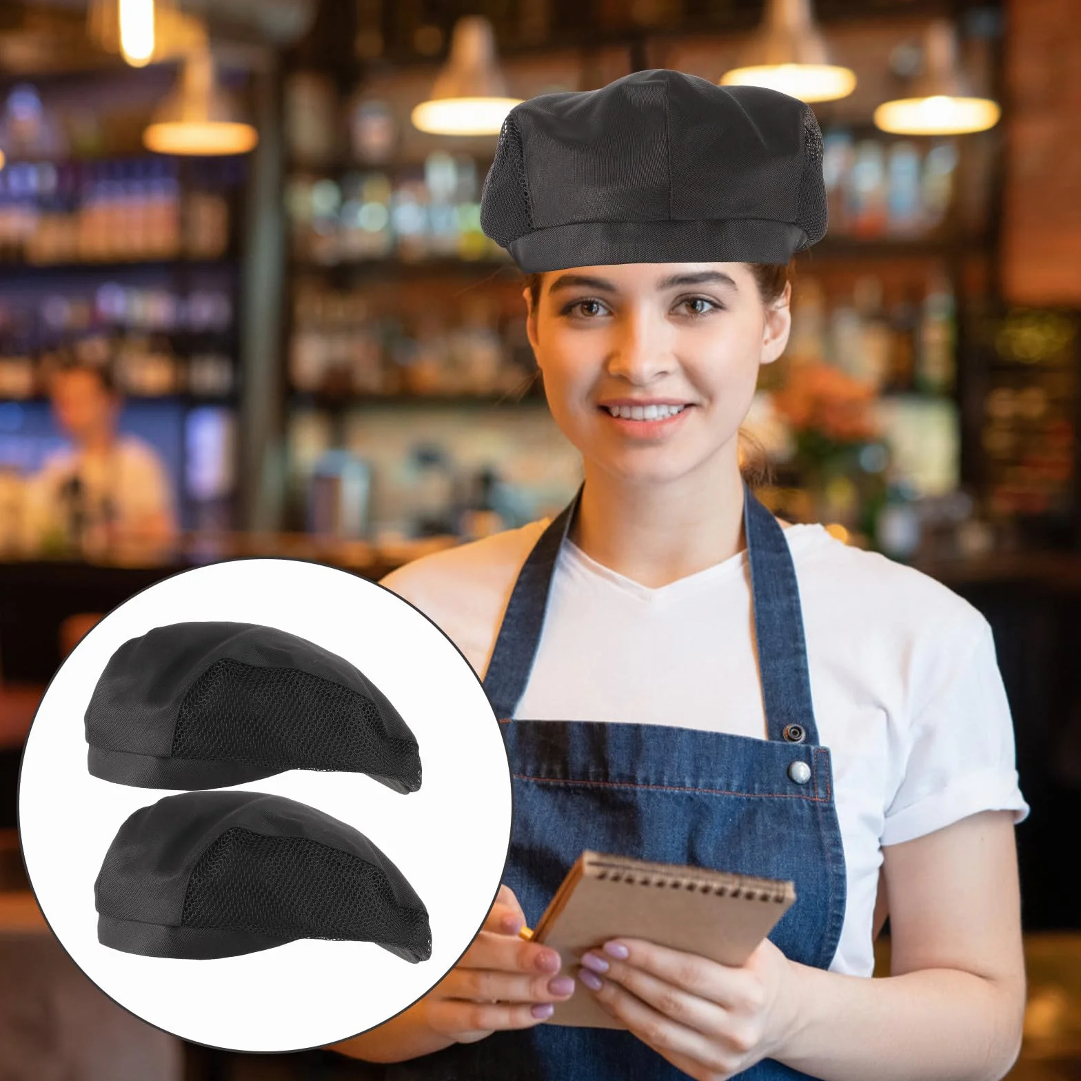 Generico 2 Pezzi Cappelli da Cuoco in Rete Traspirante per Ristorante Bar Pasticceria