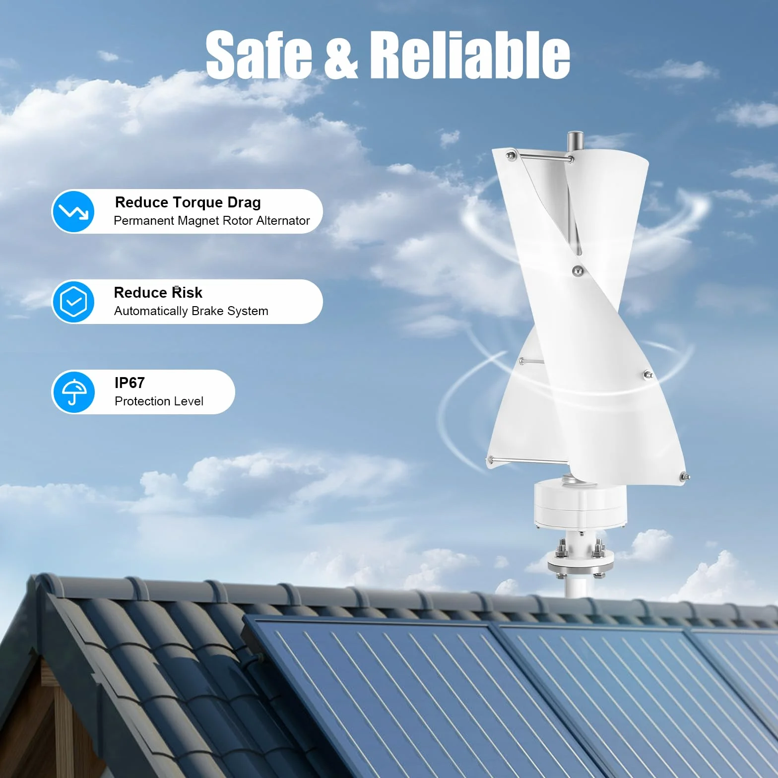 Generatore di turbine eoliche verticali da 500 W 12 V con regolatore eolico a levitazione magnetica verticale turbine eoliche,turbine eoliche domestiche,Per casa, giardino, barca