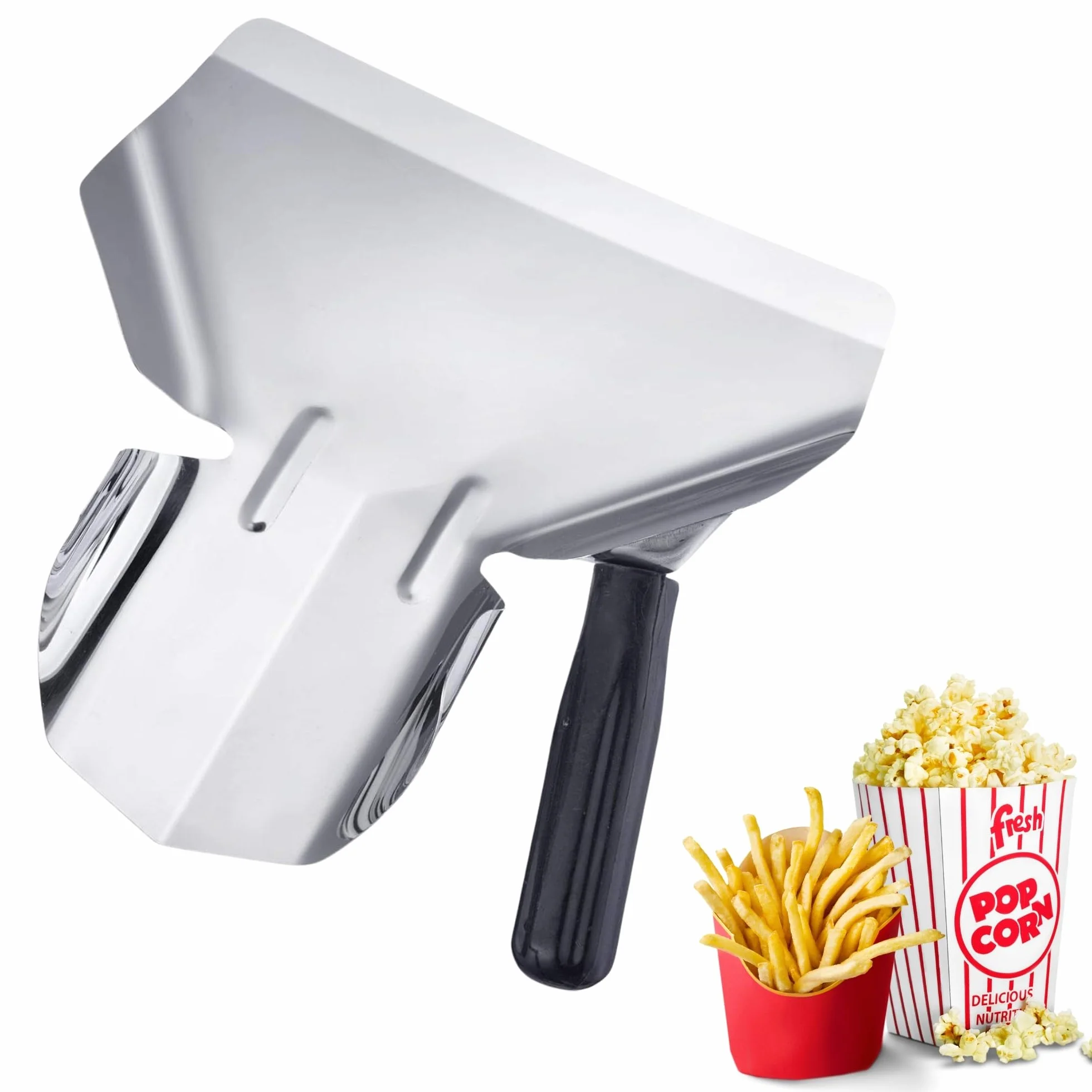 Westmark Paletta per patatine fritte/popcorn, Acciaio inox, 20 x 12 cm, 23 cm, Argento/Nero