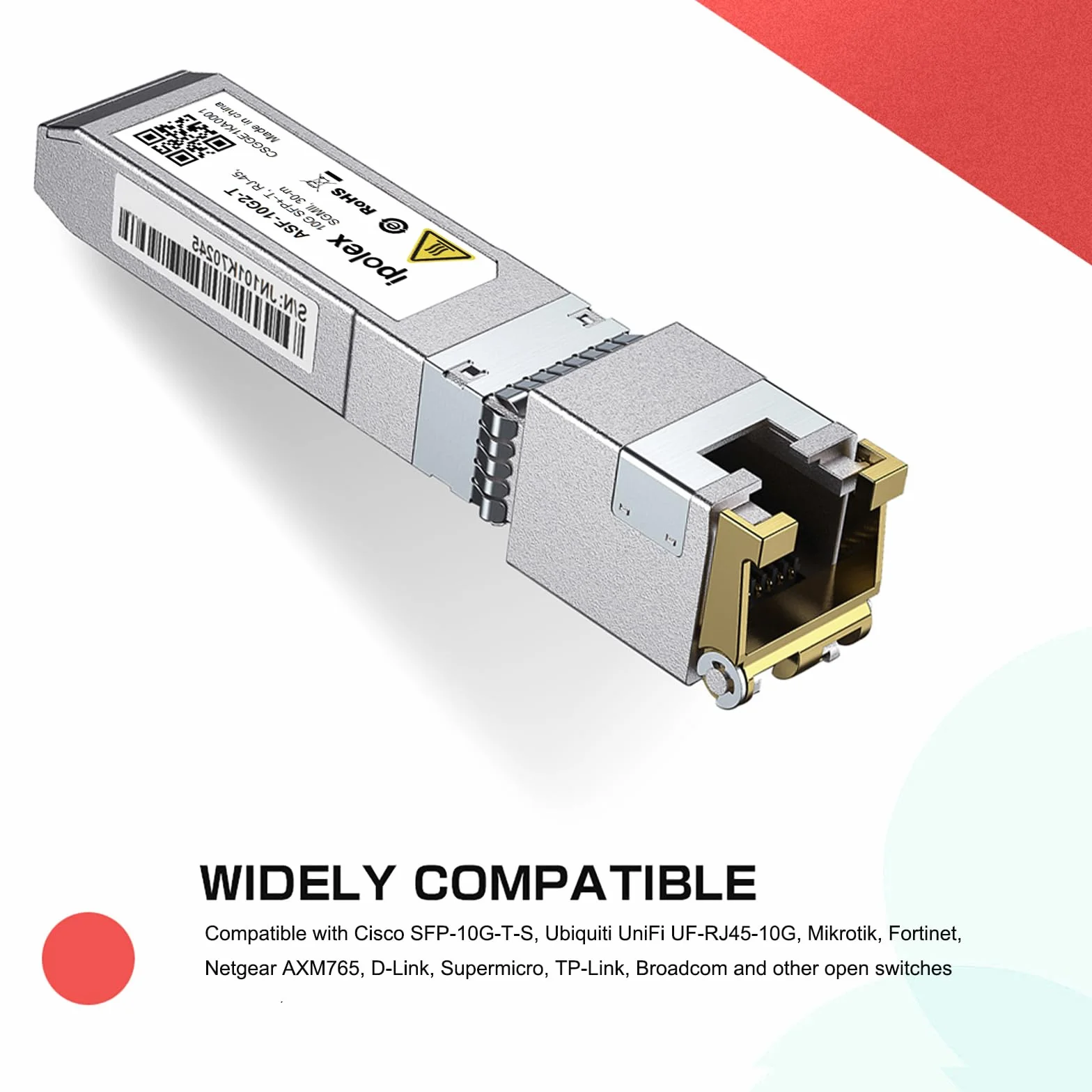 ipolex SFP+ RJ45 Copper Transceiver 10GBase-T Module Compatible Cisco SFP-10G-T-S Ubiquiti UF-RJ45-10G 30m