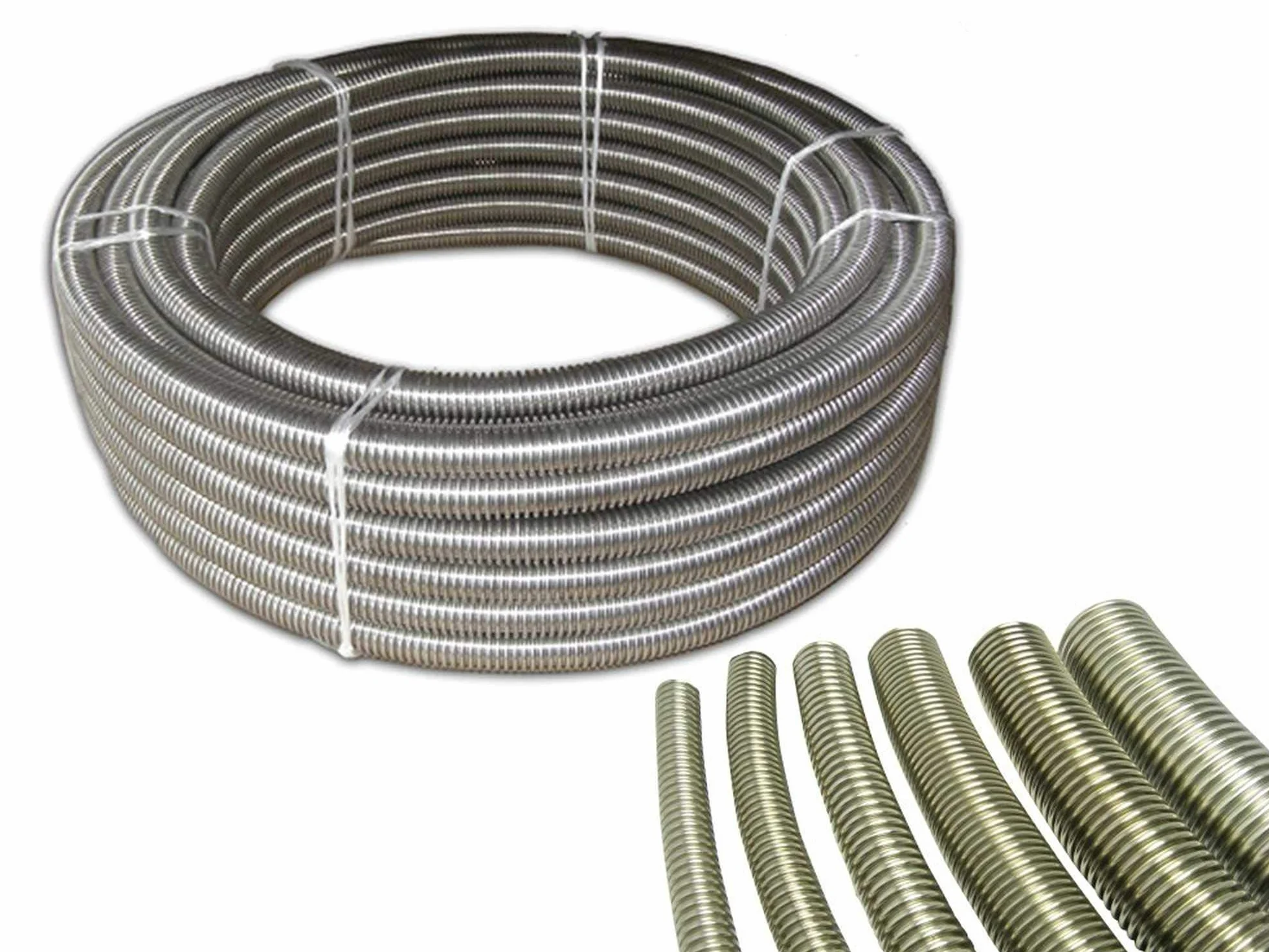 DN12 a DN50 Tubo flessibile in acciaio inox 1.4404 corrugato tutte le lunghezze di taglio prezzo al metro, lunghezza a scelta ideale per scambiatore di calore