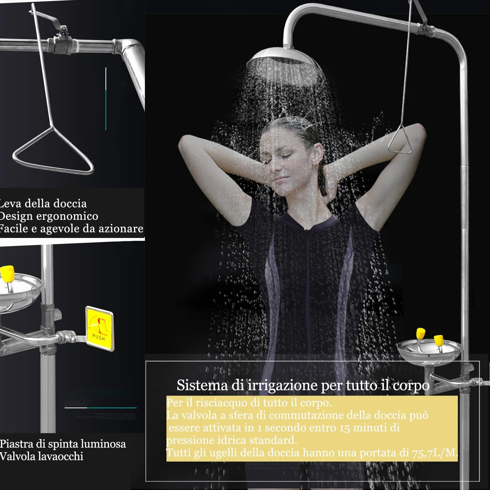 Stazione lavaocchi doccia emergenza combinazione 2 in 1 per fabbrica ufficio laboratorio