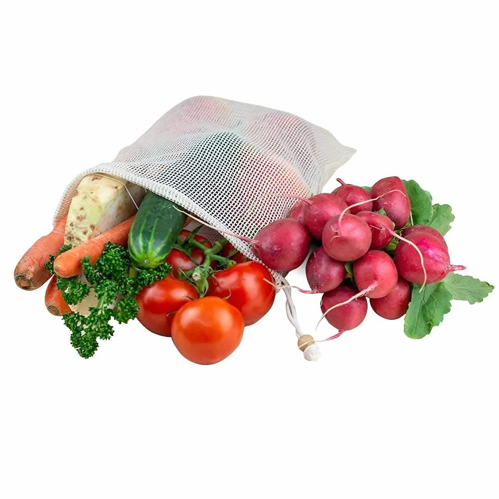 pandoo Set di 3 e 6 filetti per frutta e verdura | Cotone biologico | Acquista senza plastica
